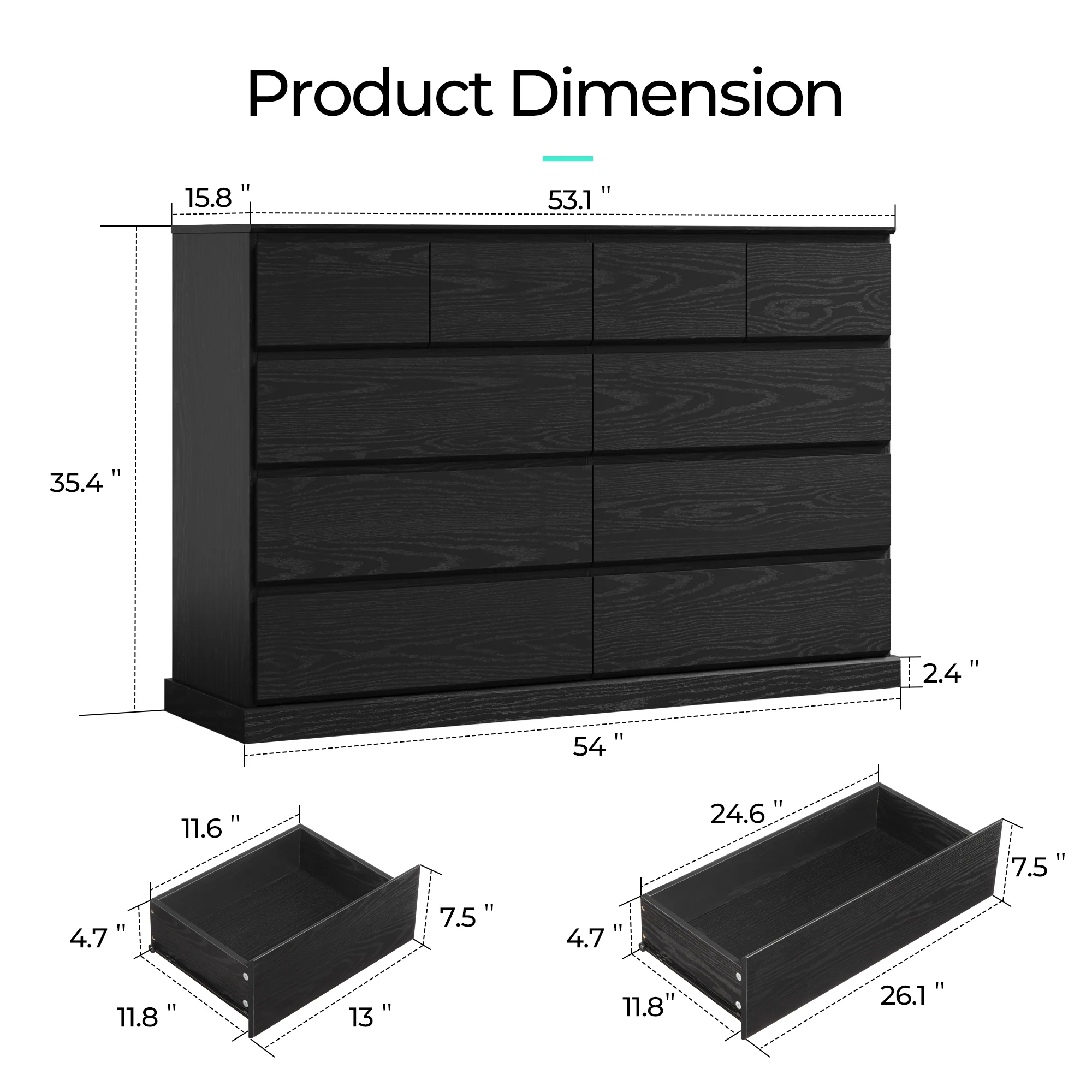 Modern Wood Dressers for Bedroom, Wide Chest of 9 Drawers, White(9 Drawers/White) - Image 10