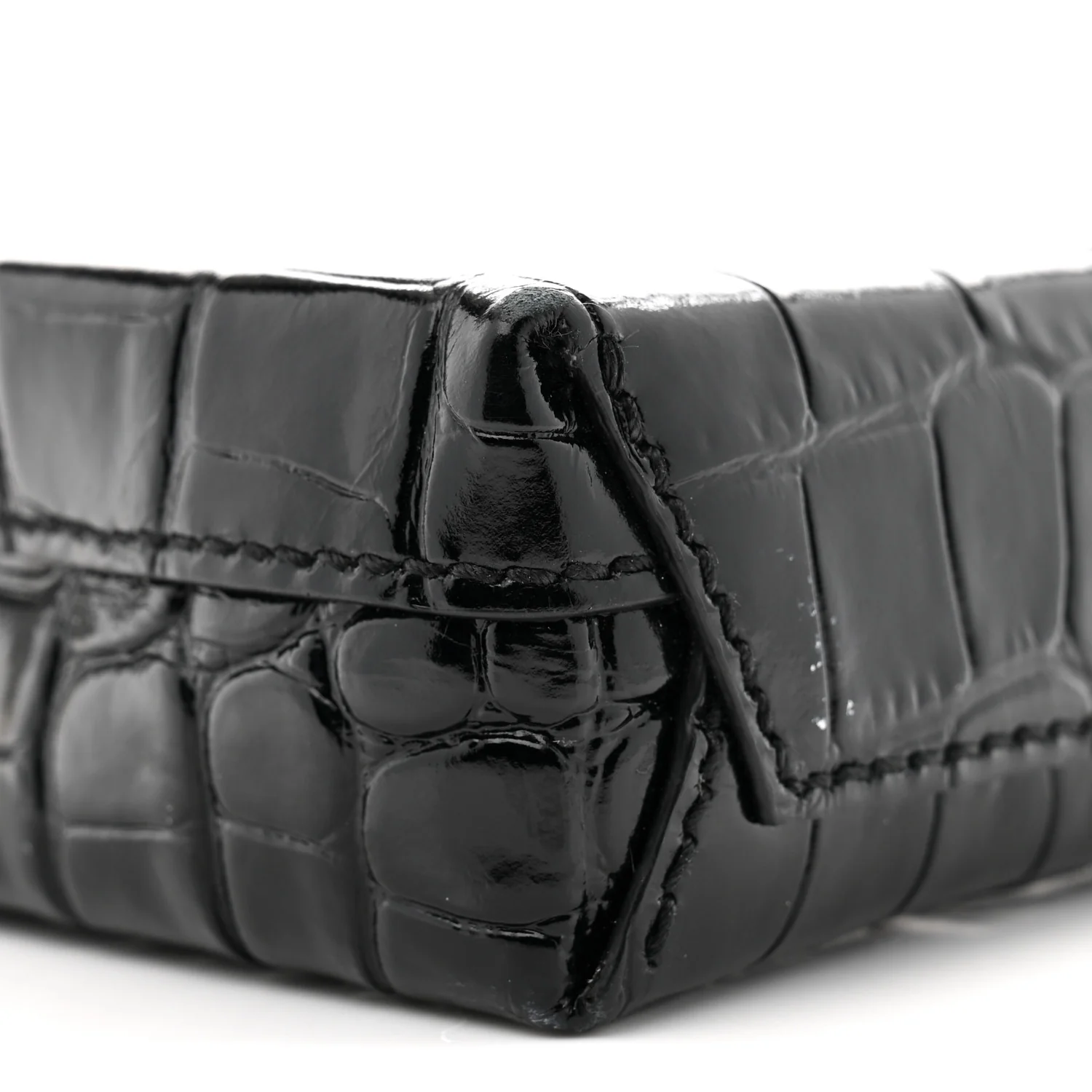 Calfskin Crocodile Embossed Logo Shopping Phone Holder Bag Black