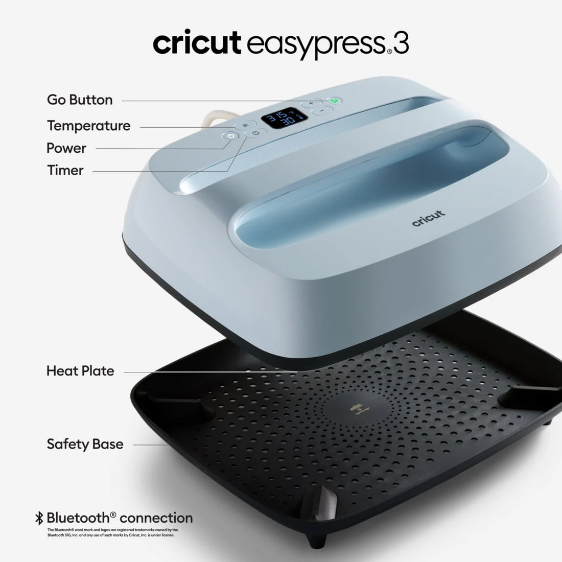 Cricut EasyPress® 3 12 in x 10 in Bluetooth® Enabled Handheld Heat Press Image 2