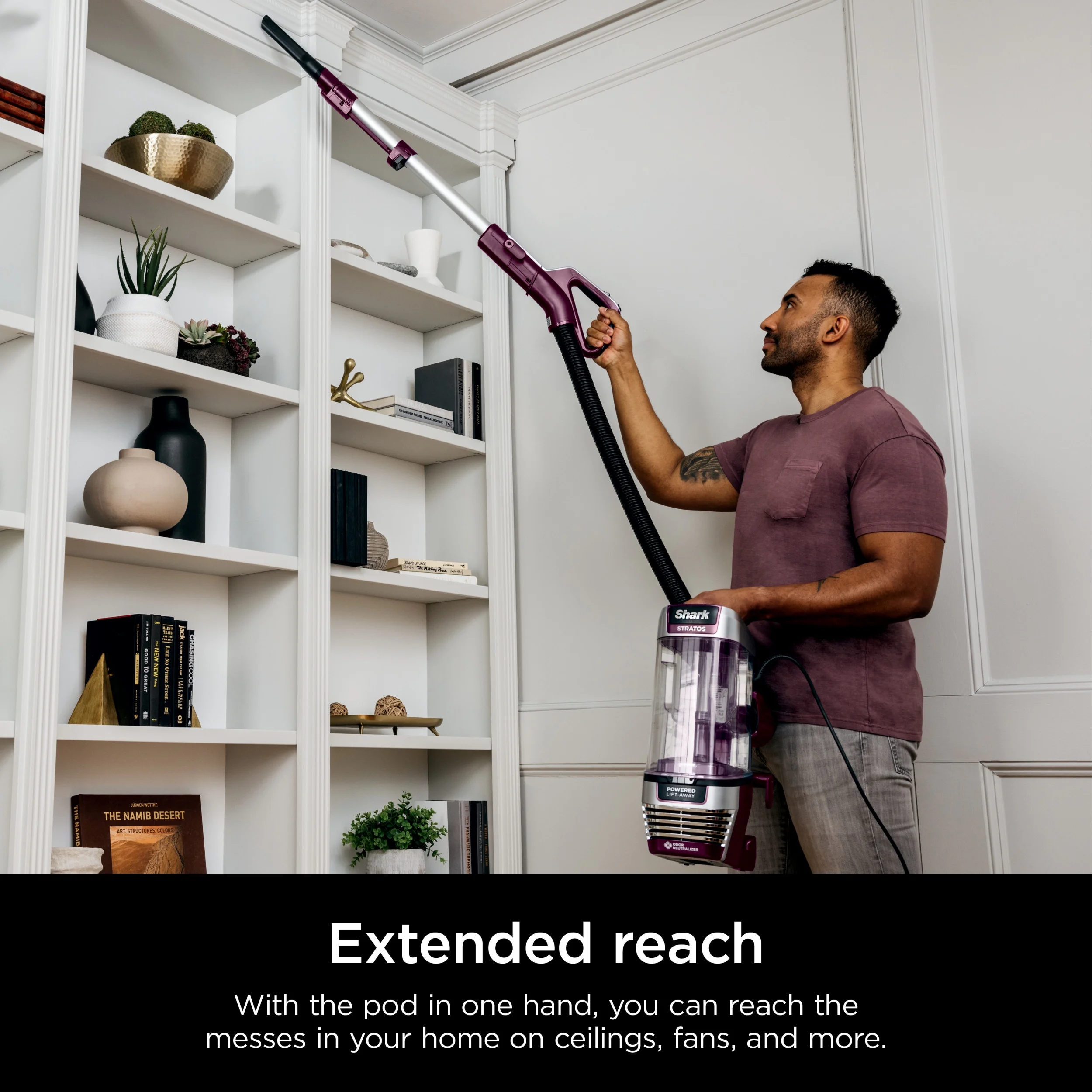 Upright Vacuum, Stratos, Pet Friendly, Bagless, Ultra Powerful Suction, Hard Floor and Carpet, DuoClean PowerFins HairPro, Self Cleaning Brushroll, Odor Neutralizer Technology, AZ3000, Burgundy Image 3