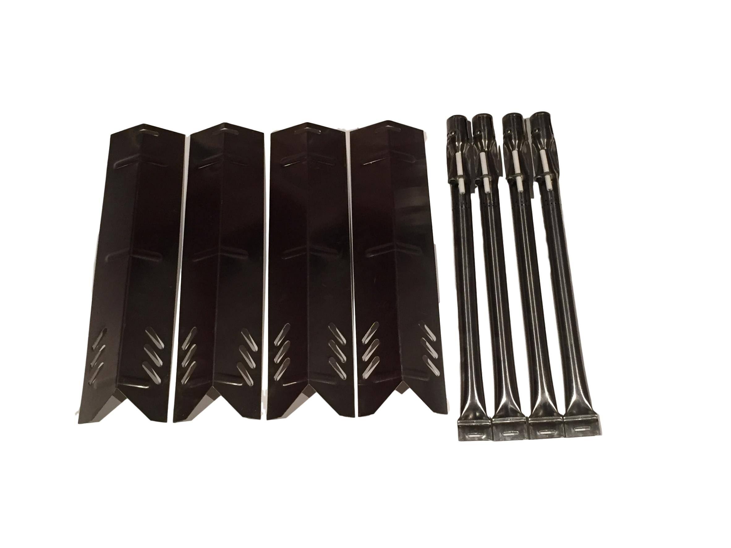 Set of Four Stainless Steel Replacement Heat Plates and Four Burners with Electrodes for Uniflame, DynaGlo, Better Home and Garden and Backyard Grill