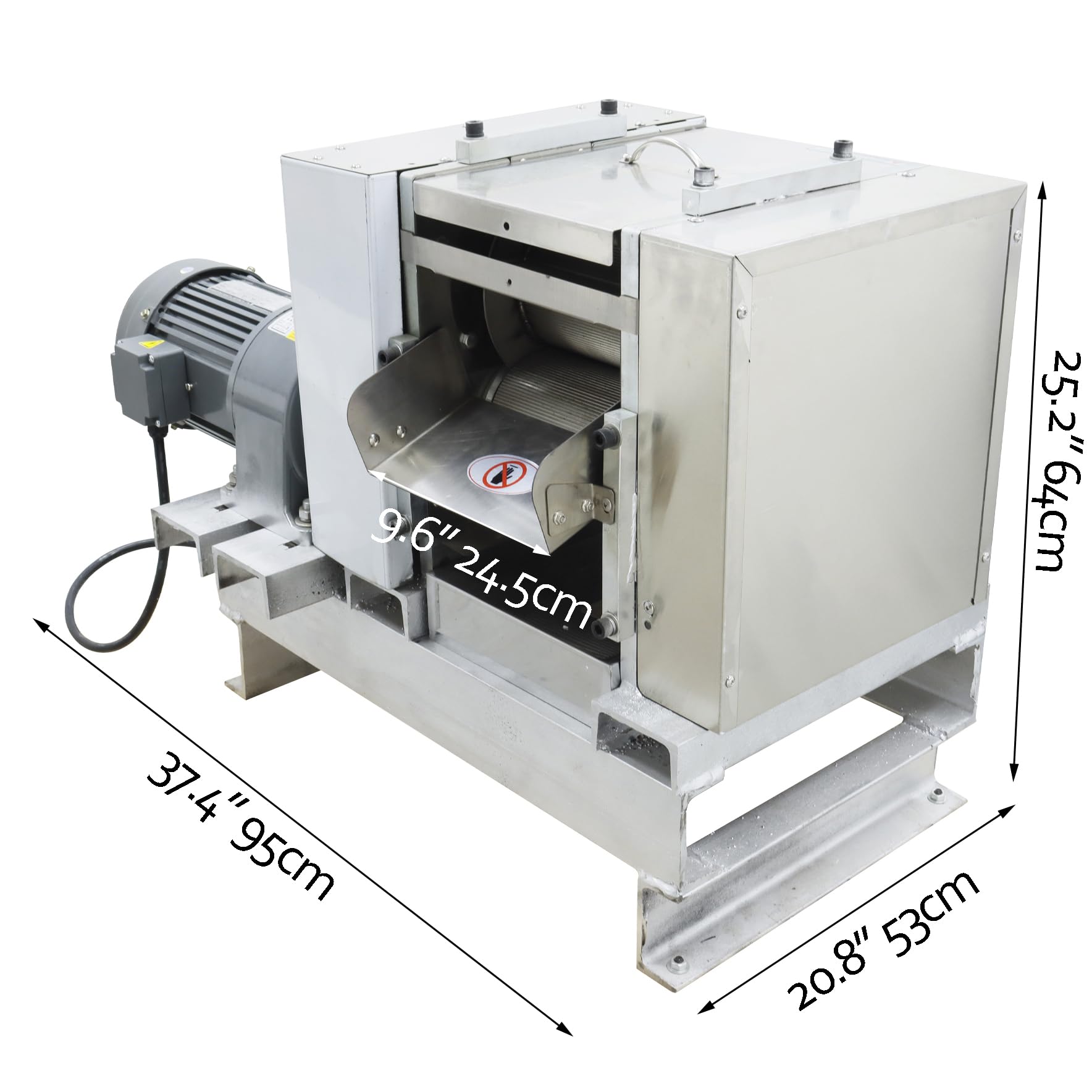 220V Commercial Sugar Cane Juicer Machine with Control Box, 2204 LBS/H High Efficiency, Industrial 3-Roller Sugarcane Juicer Press, Heavy-Duty Stainless Steel Juice Extractor Squeezer