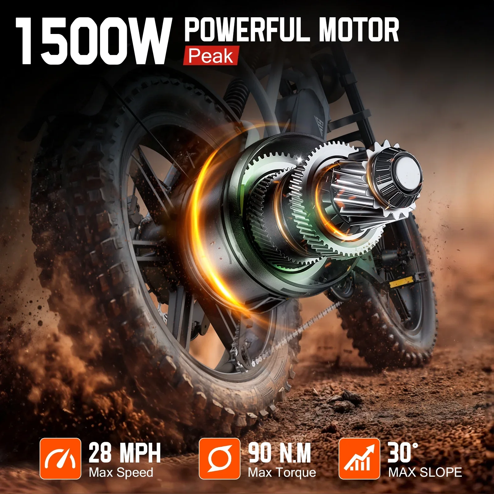 Electric Bike for Adults, 750W Peak 1500W Motor, 20x4 Fat Tire E Bicycle, Hydraulic Disc Brakes, E Mountain Bike, 48V/15AH UL2849, App Control