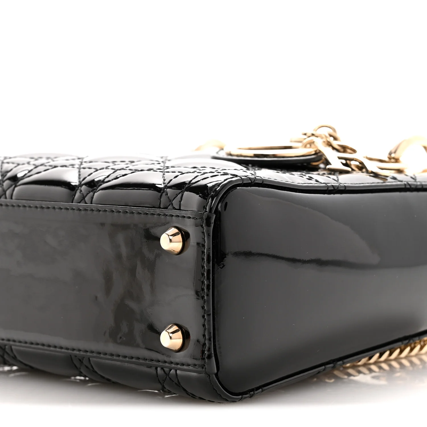 Patent Cannage Mini Lady Dior Black