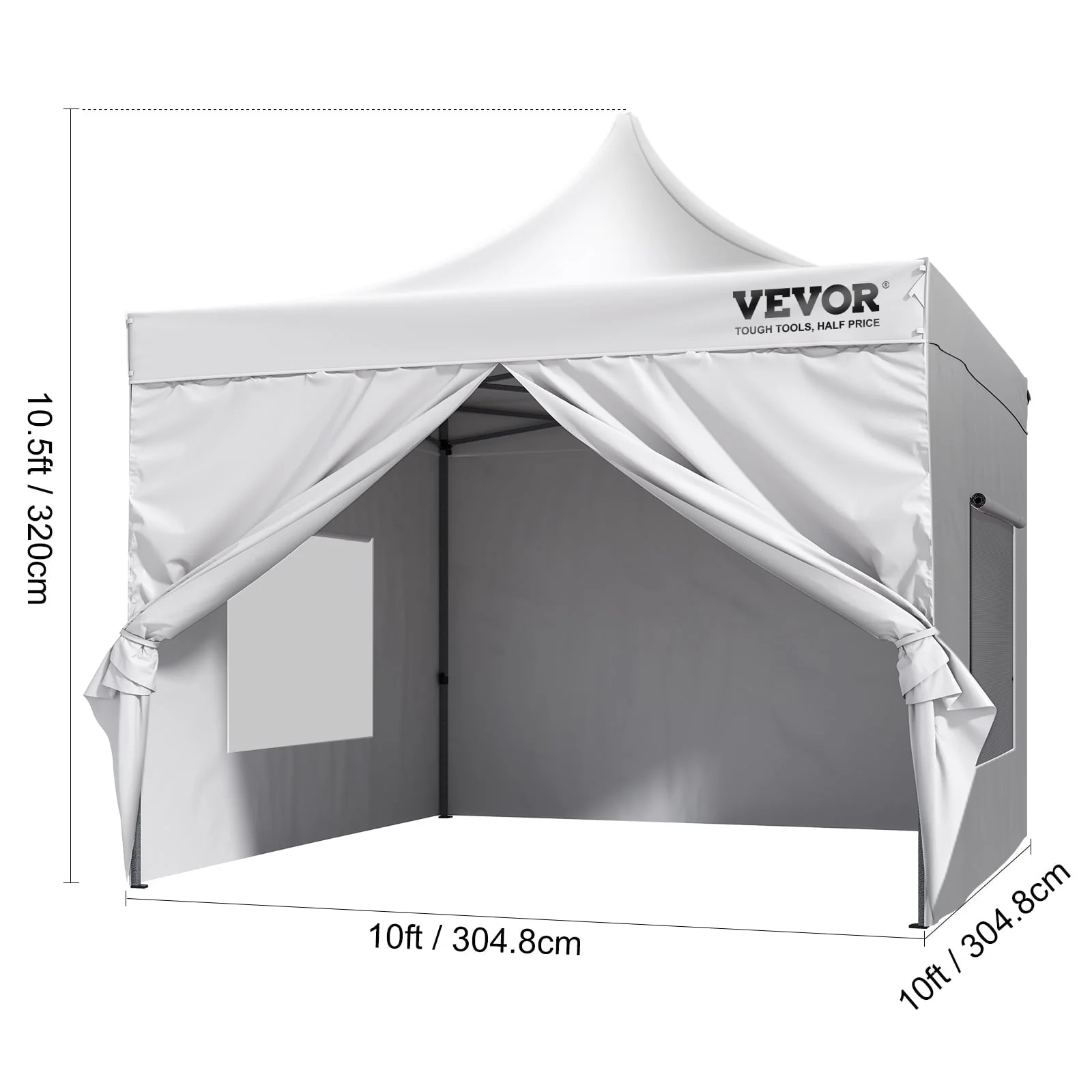 BENTISM 10x10 FT Pop up Canopy Tent with Removable Sidewalls, Outdoor Instant Canopies Portable Gazebo Wheeled Bag, UV Resistant Waterproof, Enclosed Canopy Tent Image 4