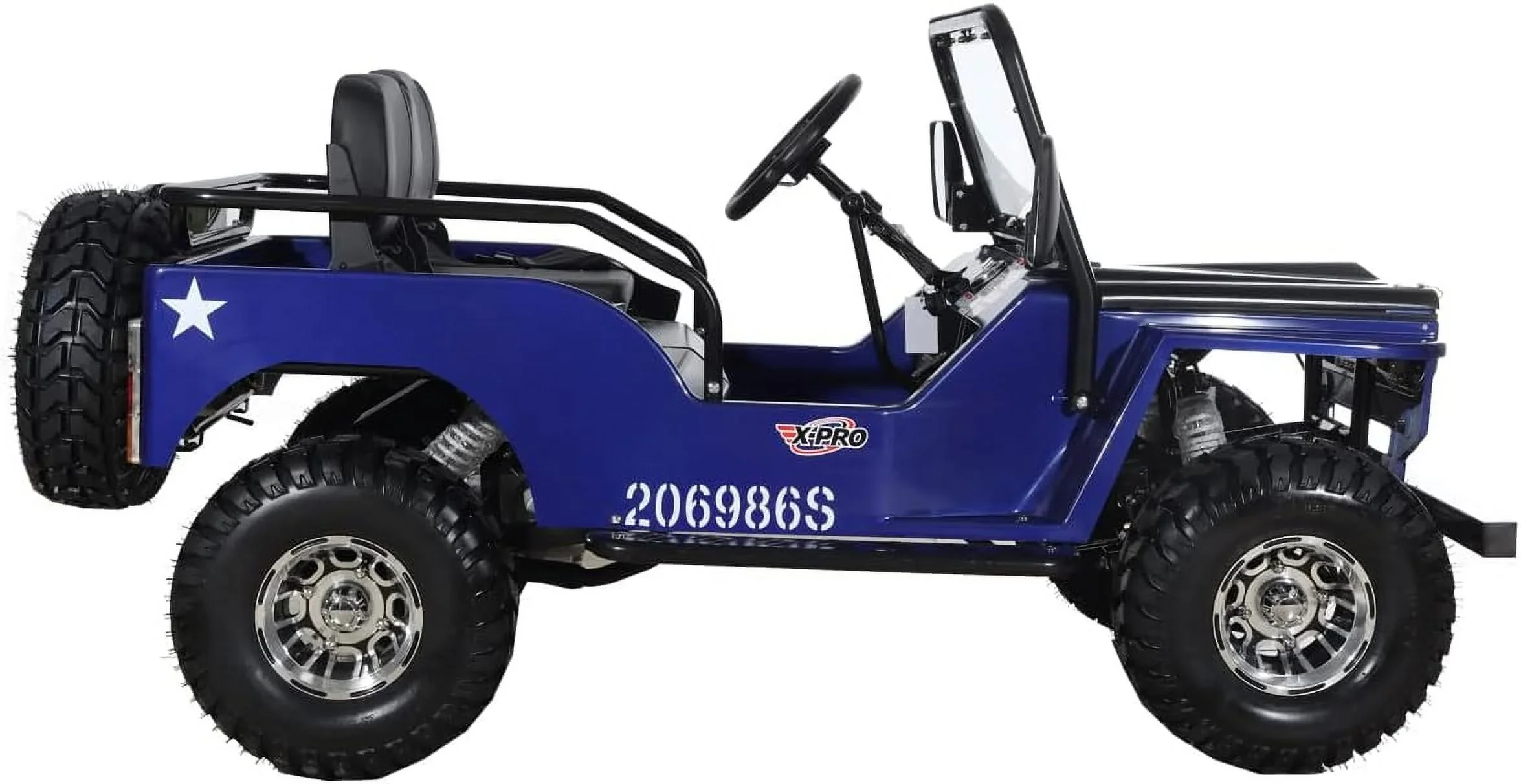 X-Pro 125cc Jeep Go Kart, 3-Speed Semi-Automatic Transmission w/Reverse, Big 18 Aluminum Rim Wheels