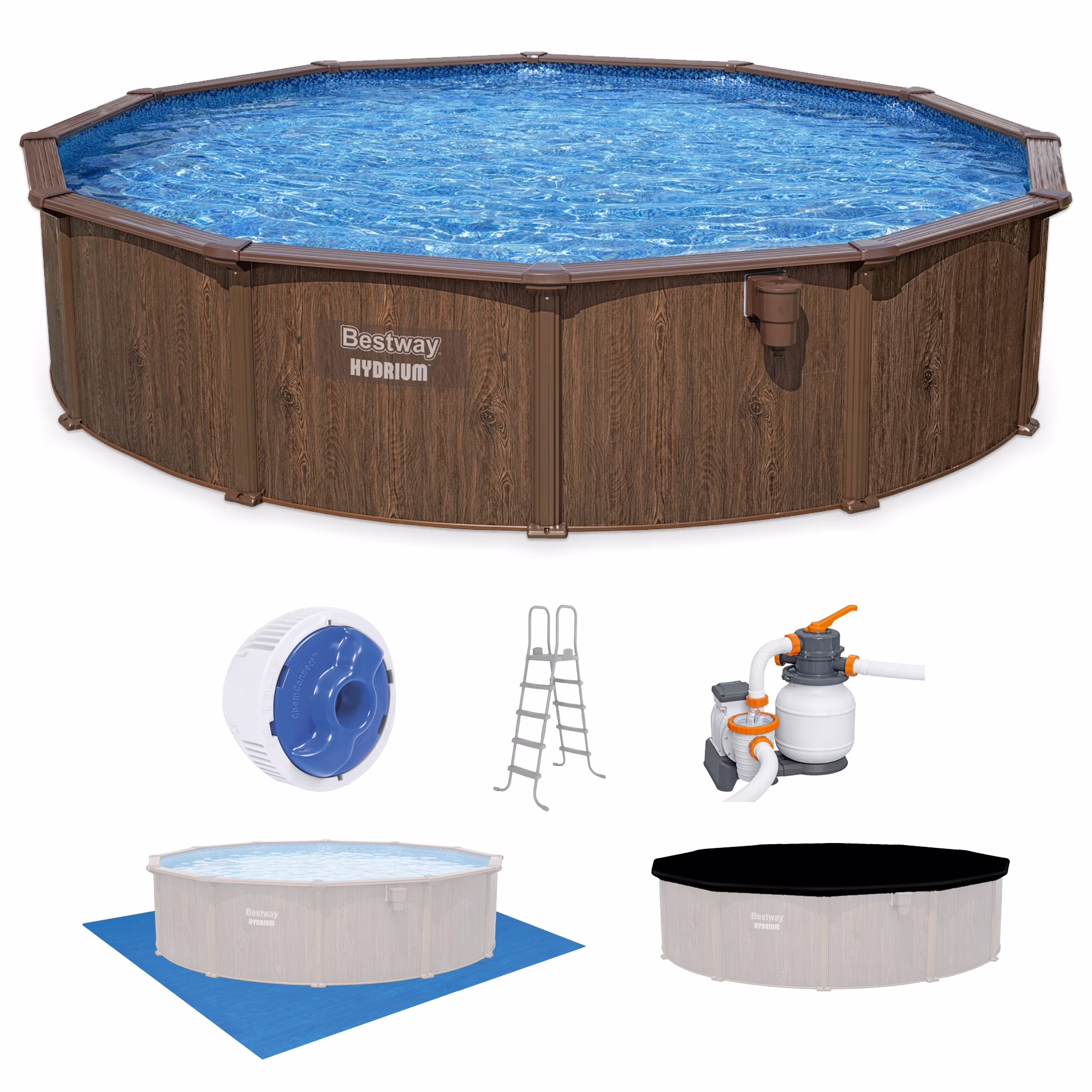 Hydrium 15' x 48" Steel Wall Above Ground Swimming Pool Set, Gray(15ft. x 48in.) - Image 3