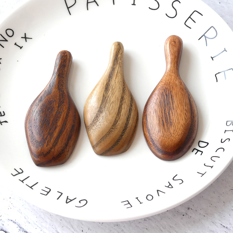 Mini Wooden Spoon Creative Short Handle Wide Mouth Tea Scoop Small Wood Salt and Spice Spoon for Jars
