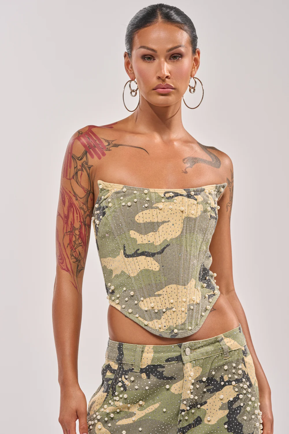 EMBELLISHED CAMO CORSET - Akira Store