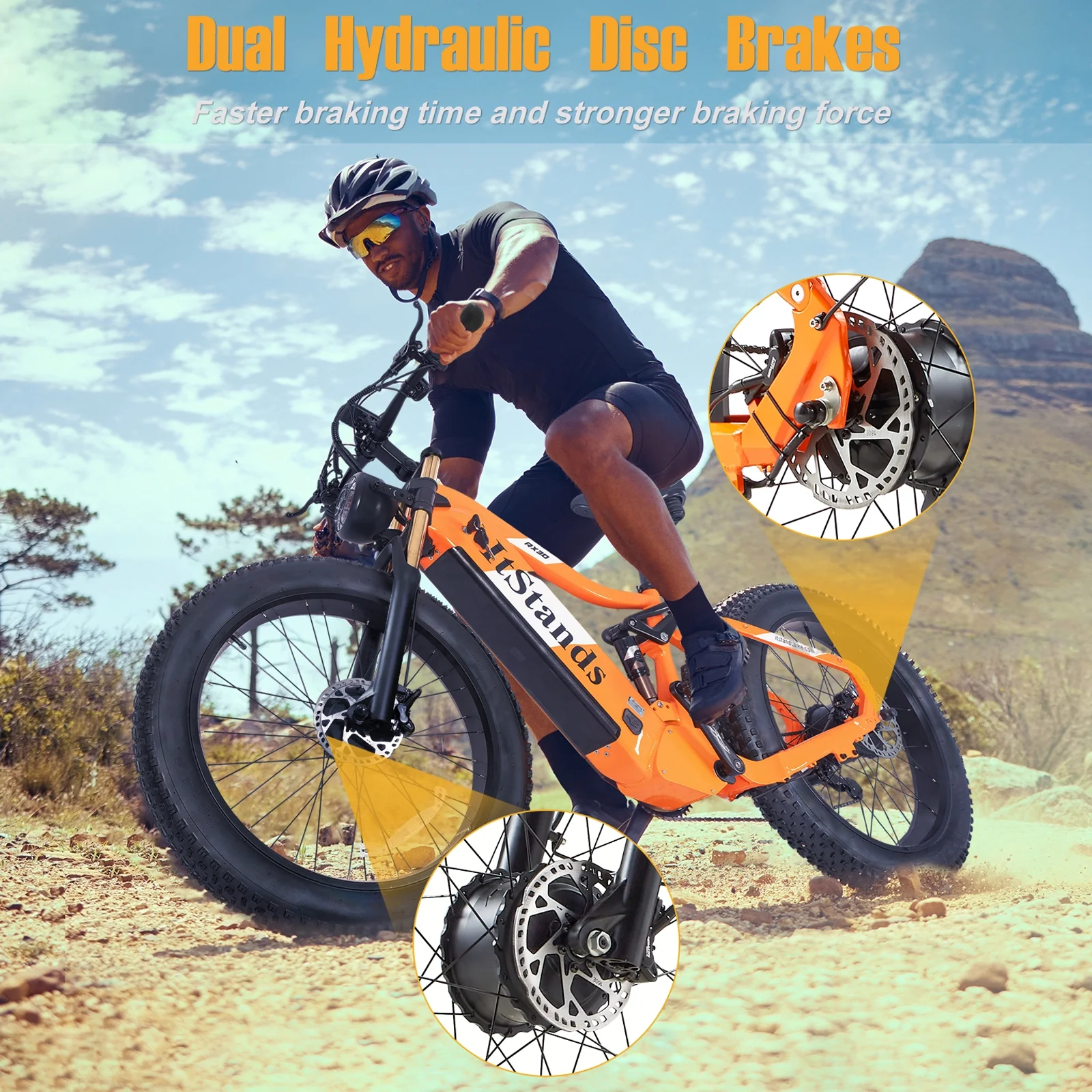 Dual Motors AWD 2000W Electric Bike for Adult 26'' UL2849 48V 30AH E-mountain bike 4.0 Fat Tire up to 35MPH120Miles Long Range Off-road Ebike Dual Hydraulic Disc BrakesFul Suspension Electric Bicyc(RX30-GRAY) - Image 4