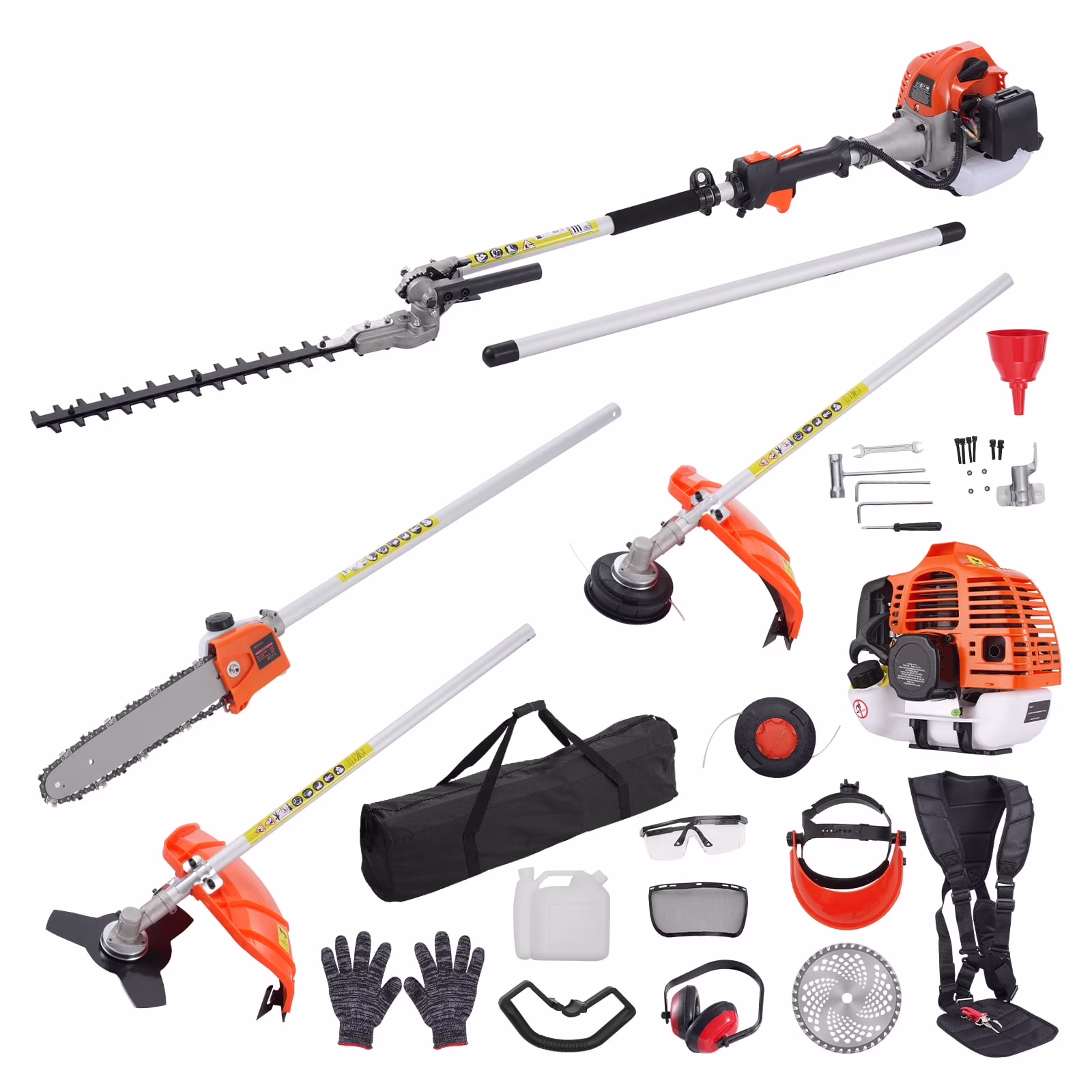 KFFKFF 26CC 5-in-1 Versatile Gardening Tools, Gas-Powered Hedge Trimmer, Grass Cutter, Line Trimmer, Edger, and Pole Saw with Extendable Shaft