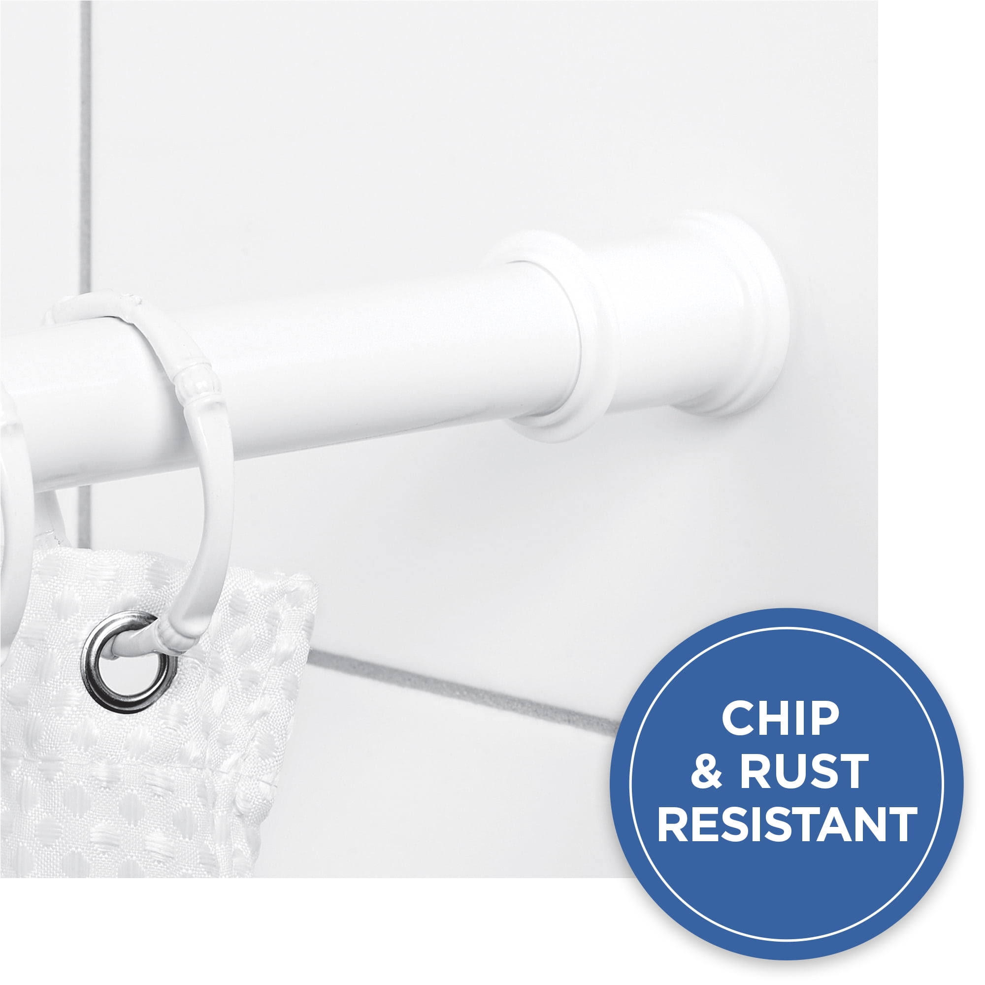 Mainstays Adjustable 36 to 60 Steel Shower Curtain Tension Rod - White - 1 Each