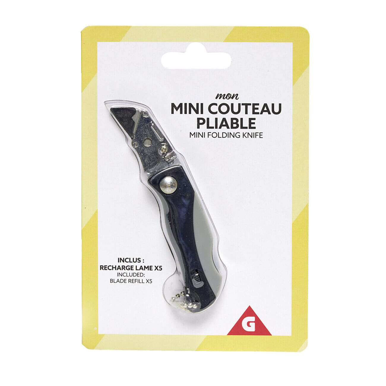 Mini couteau pliable avec 5 lames rechargeables L10cm