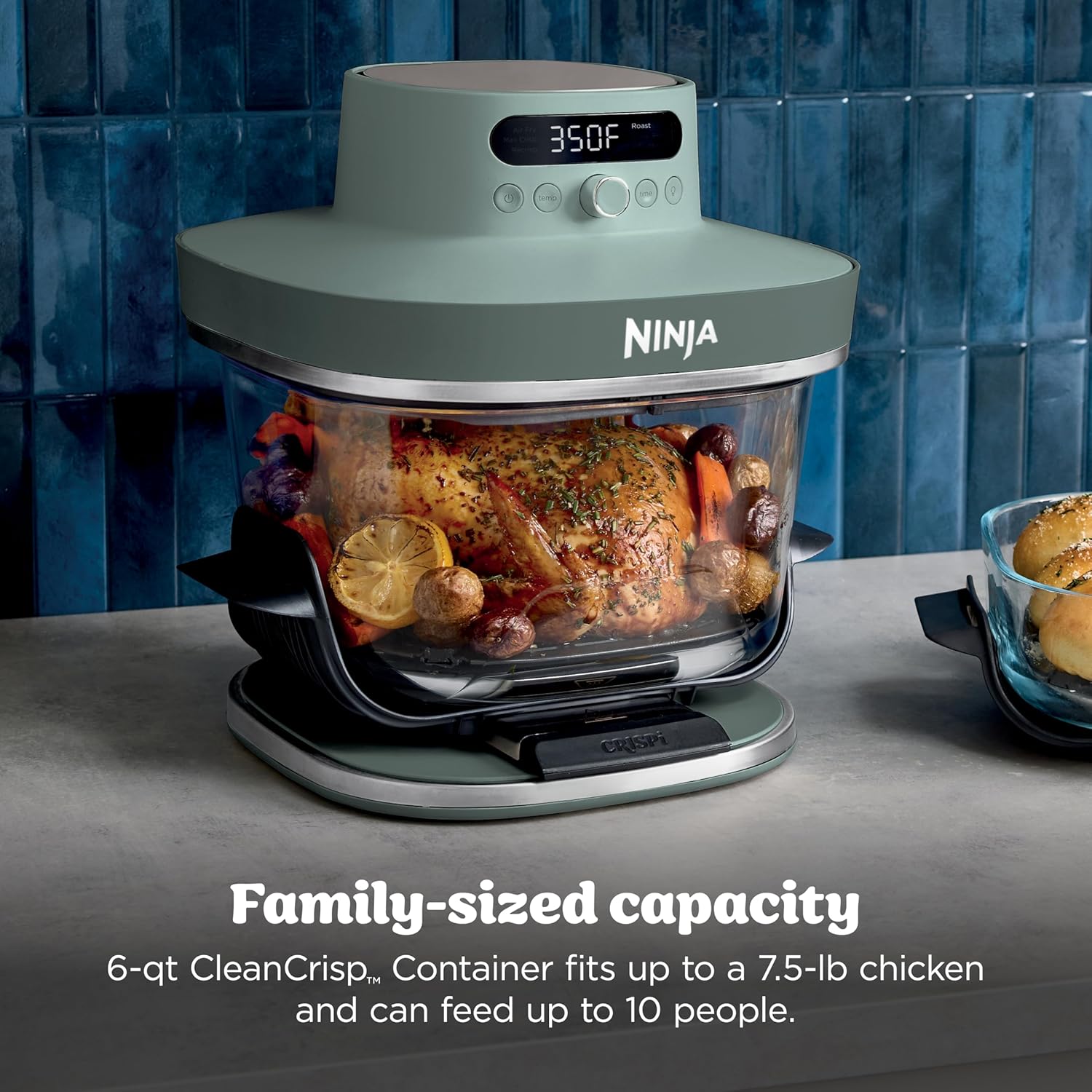 Ninja Crispi Pro Glass Air Fryer, 6-in-1, Ash Grey, AS101DG