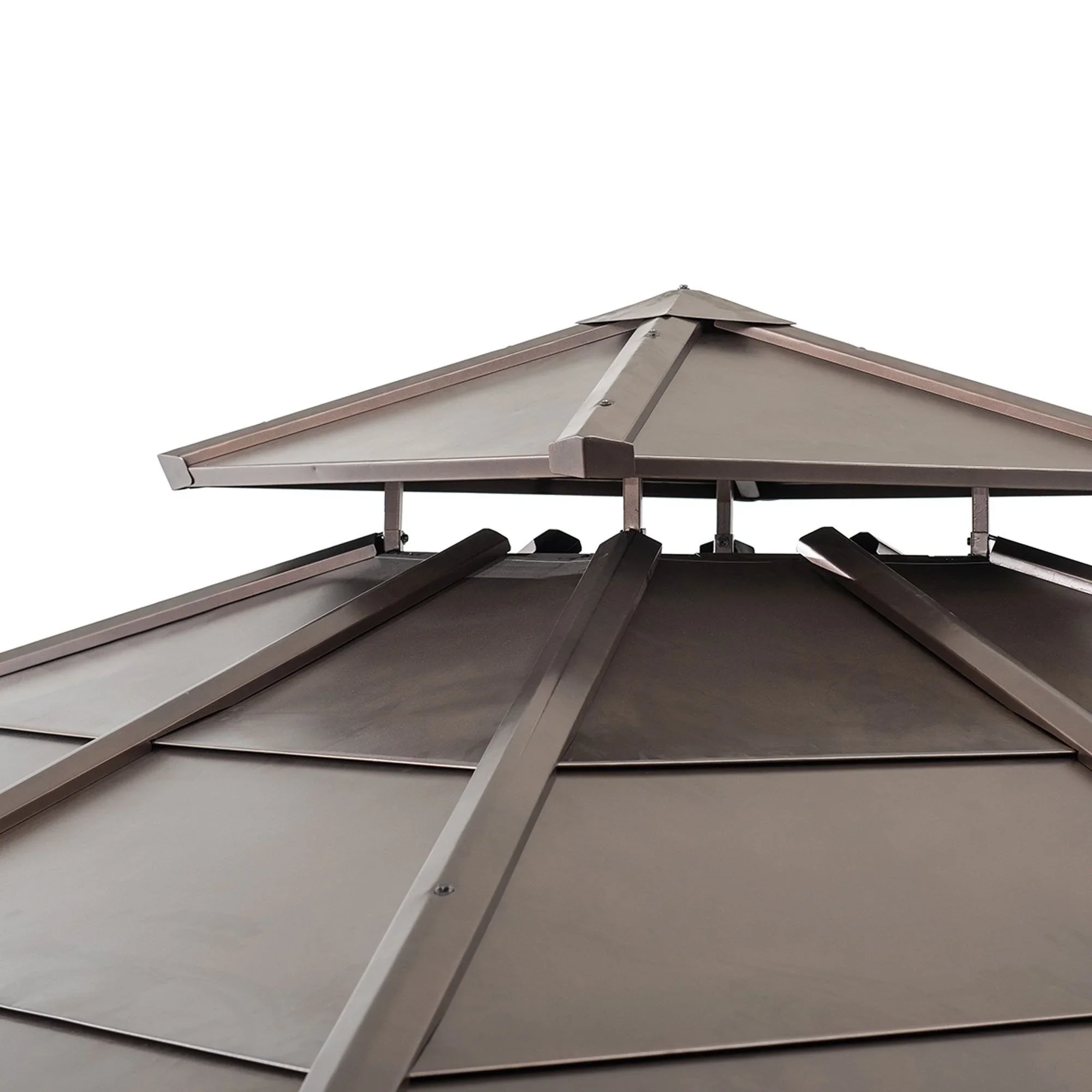 Gazebo de 3 m x 3 m à ossature cèdre avec toit rigide à deux pans en acier