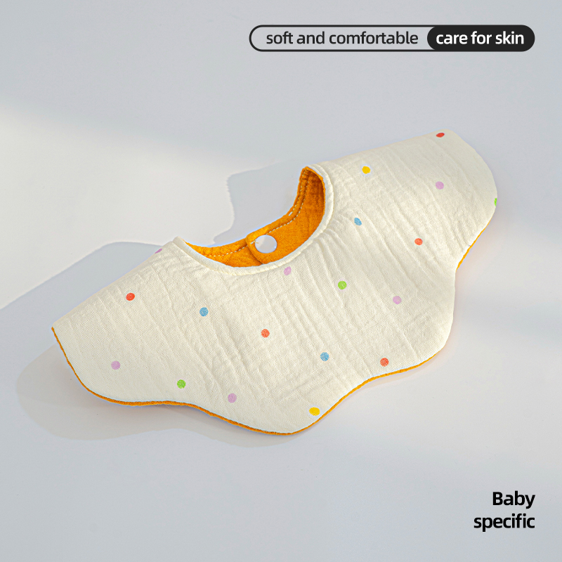Premium 2 Layer Muslin Baby Bib 360 Degree Rotation 8 Petal Shape Soft Cotton Gauze Infant Drool Bib for Daily Feeding Wear