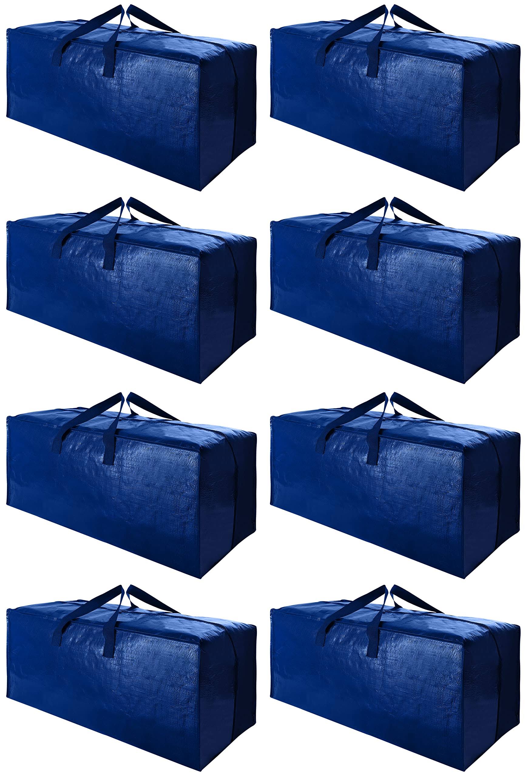 Cosy Family 8 Pack Heavy Duty Extra Large Moving Bags with Backpack Straps - Strong Handles & Zippers, Storage Totes for Space S