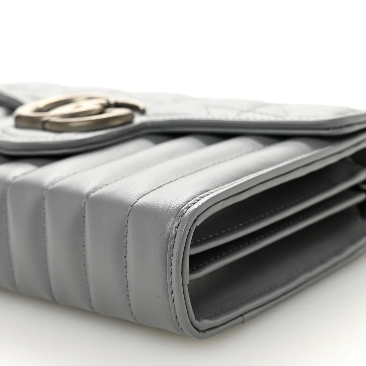 Calfskin Matelasse Aria GG Marmont Chain Wallet Deep Grey