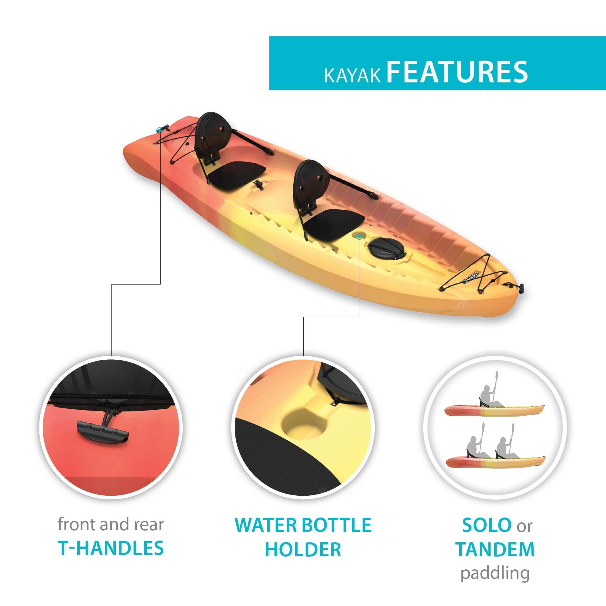 Envoy 10.5 Ft. Sit-on-Top Tandem Kayak, Sunset Fusion (91260)(Sunset Fusion) - Image 4