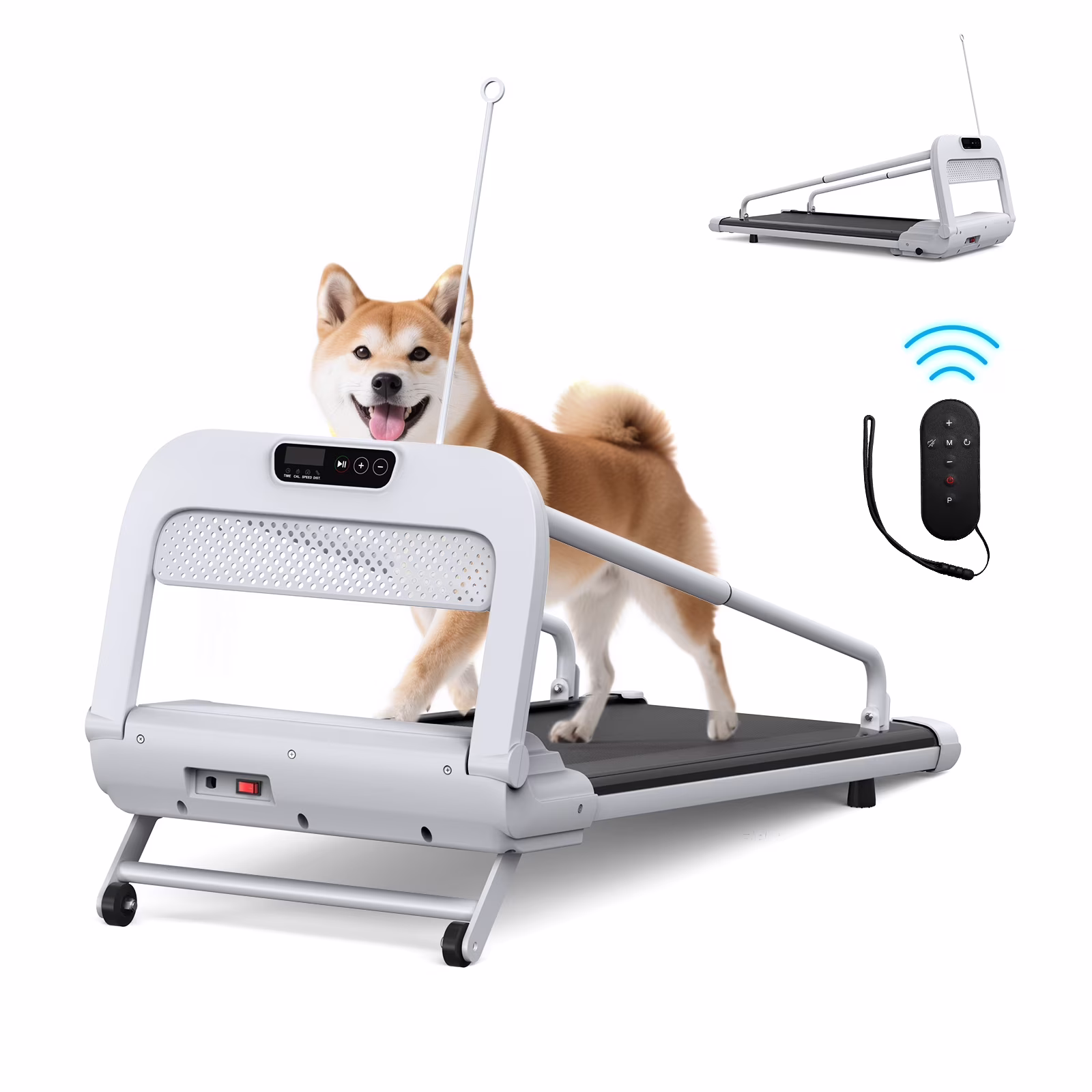 Dog Treadmill for Medium Small Dogs 265lbs Weight Capacity Pet Running Machine 2 in 1 Treadmill for Pet Fitness with Move Wheels and Remote Control(Off White)