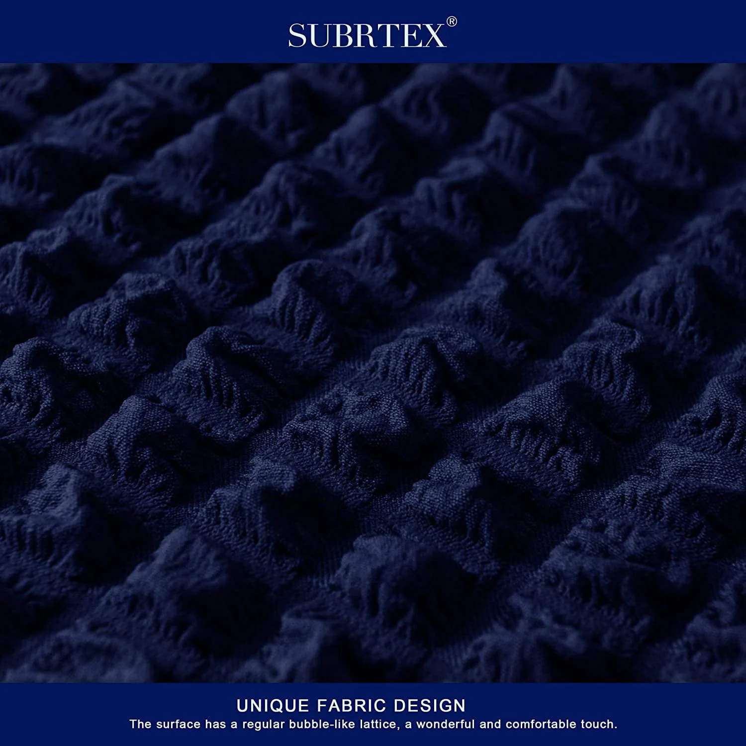 Subrtex 1 - Piece Seersucker Sofa Slipcover Skirt Stretch Couch Cover (Loveseat, Navy Blue)