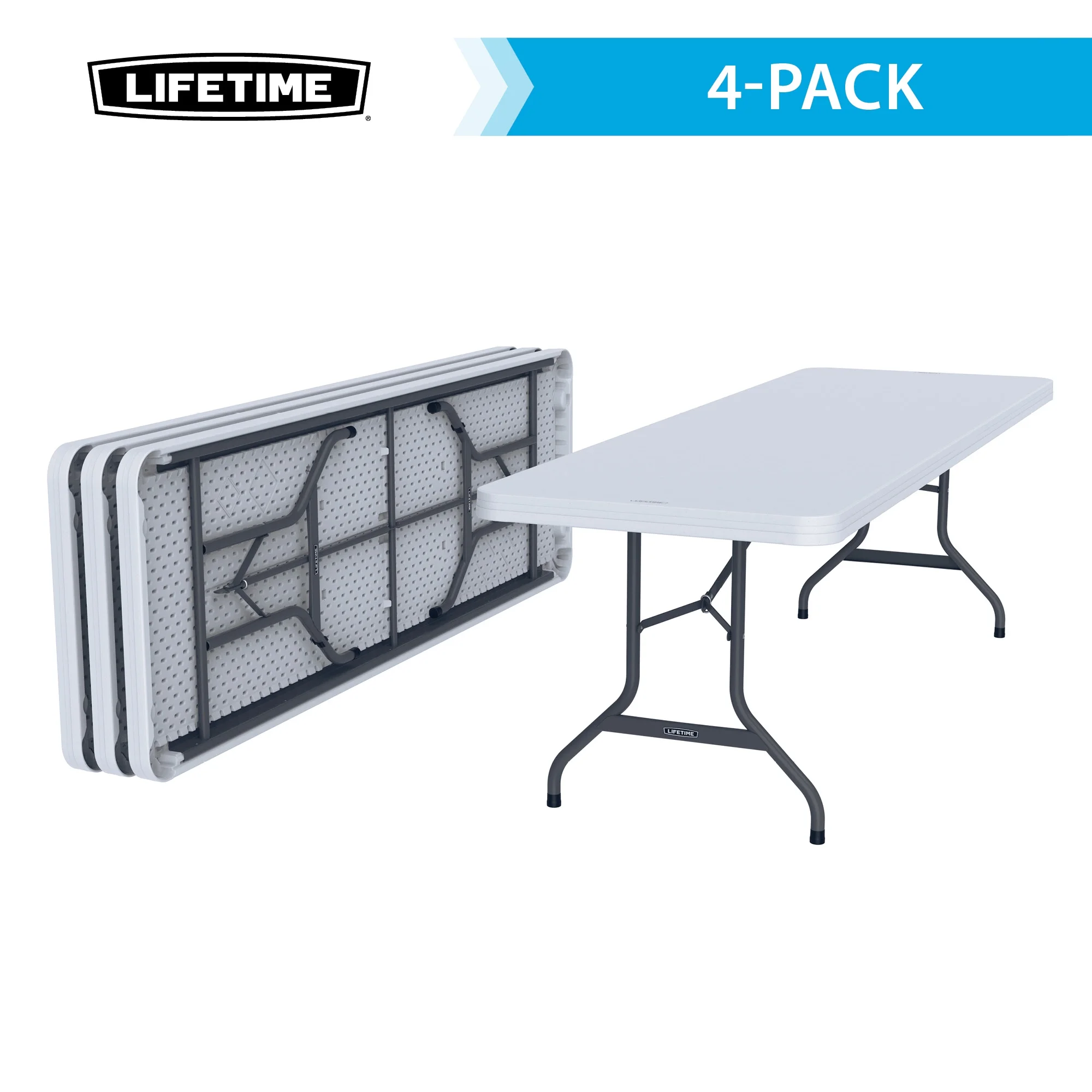 Combo Set of (4) 8-Foot Rectangle Folding Tables (32) Chairs, Indoor/Outdoor Use, White (80147)(36) - Image 3