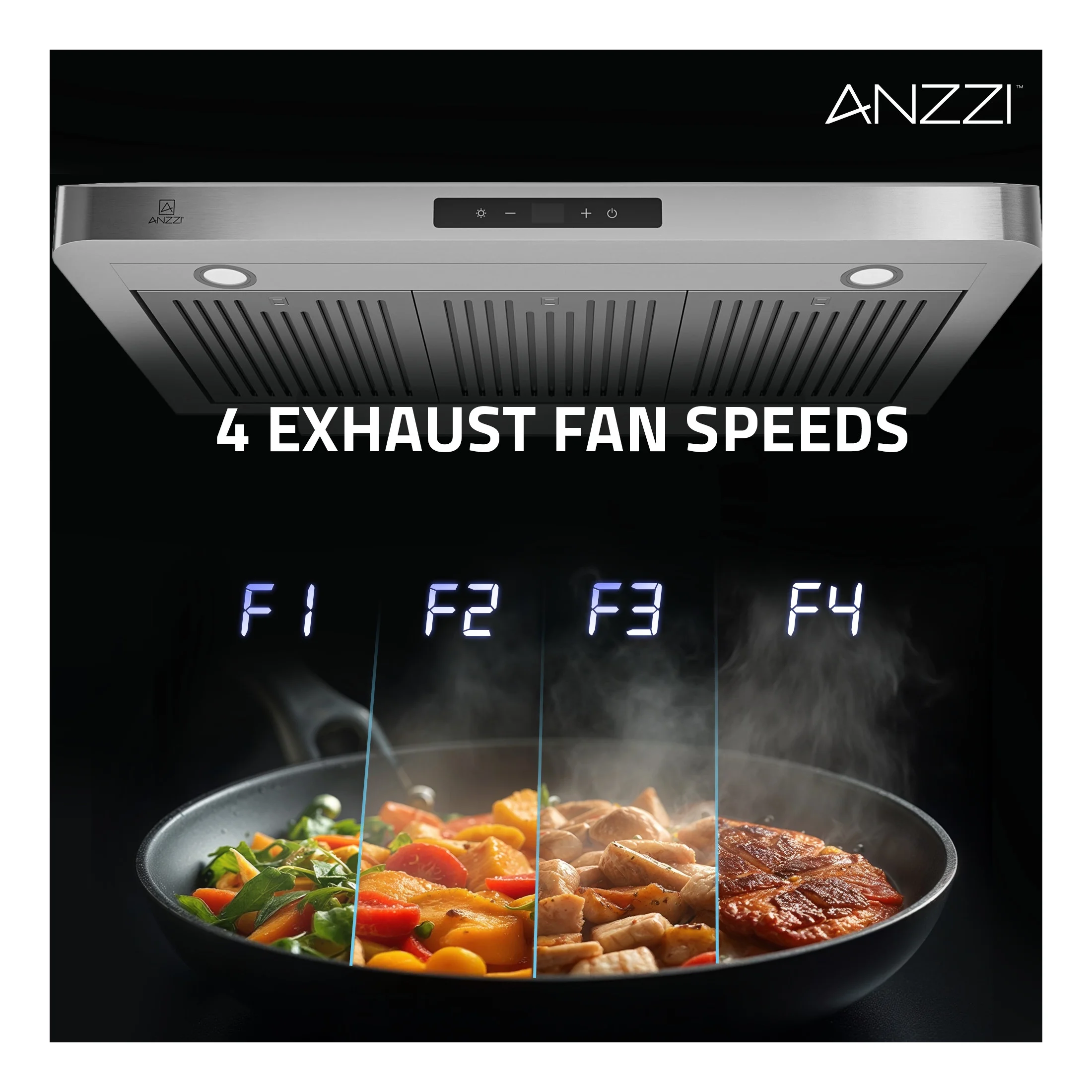 Anzzi RH - AZ0391TSS 36 In. 600 CFM 4 - Speed Stainless Steel Under Cabinet Convertible Residential Range Hood with LED Lamp
