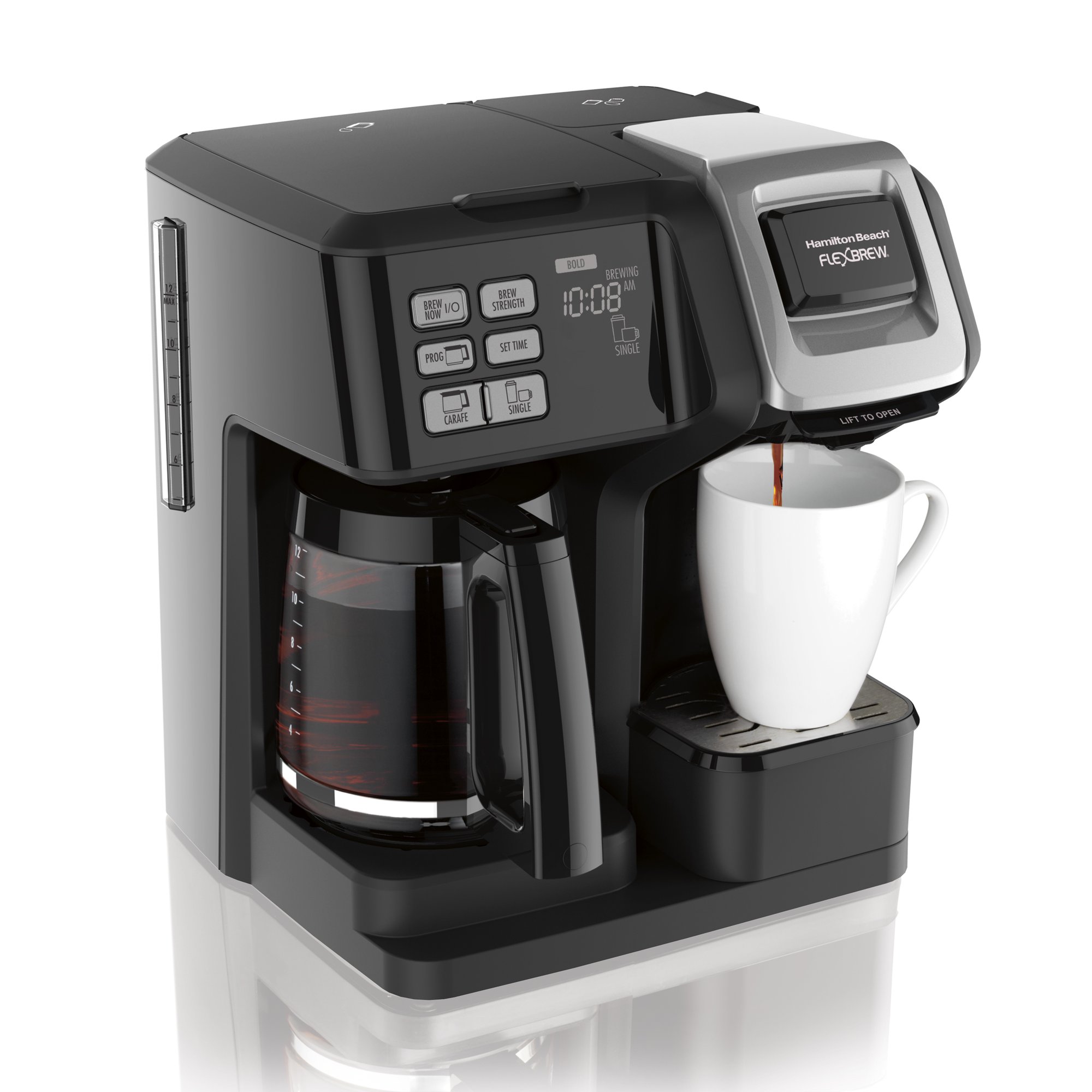 Cafetière Hamilton Beach FlexBrew Trio, une tasse, noir et argent, modèle 49954