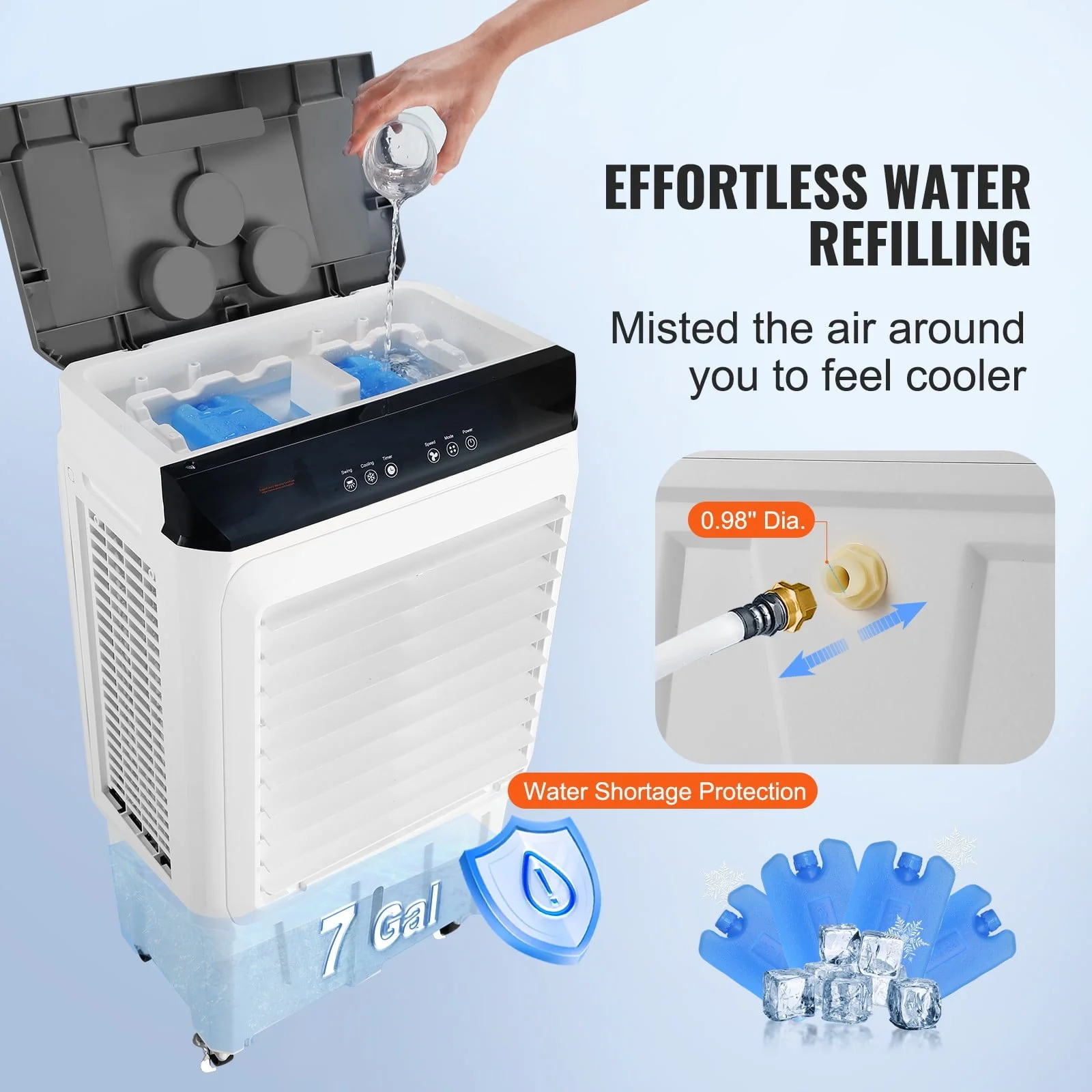 BENTISM Evaporative Cooler Swamp Cooler 3 in 1 2100 CFM 7 Gal 12h Timer Air Humidifier Image 4