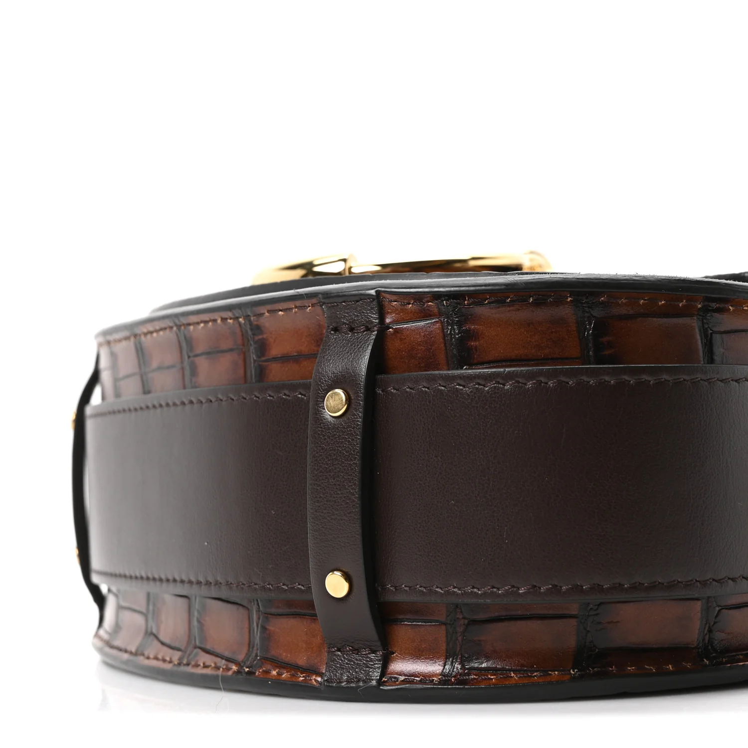 Calfskin Crocodile Embossed Small Tess Bag Dark Ebony