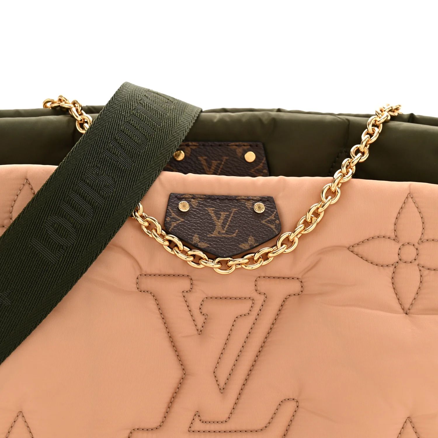 Econyl Monogram Pillow Maxi Multi Pochette Accessories Kaki Beige
