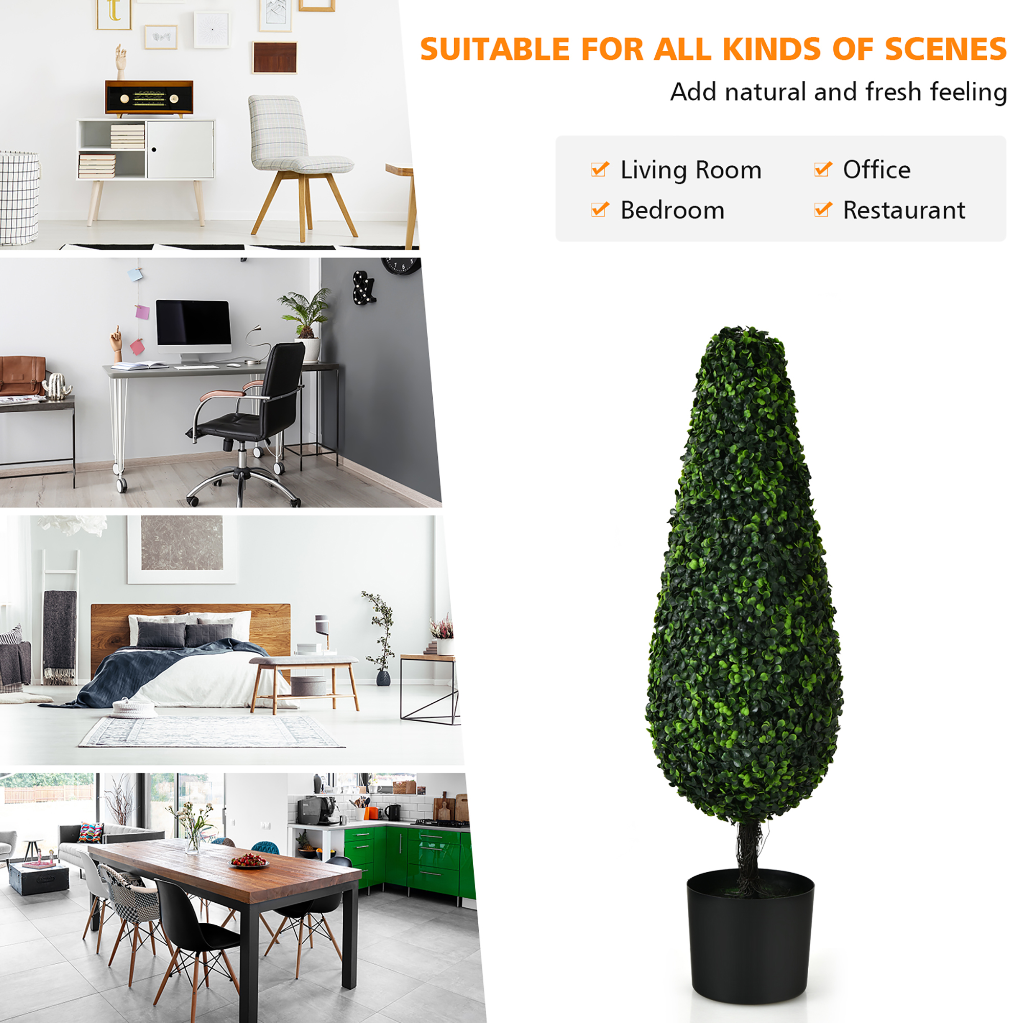 2 Pack 3FT Artificial Tower Topiary Tree UV Resistant Indoor Outdoor - Image 8