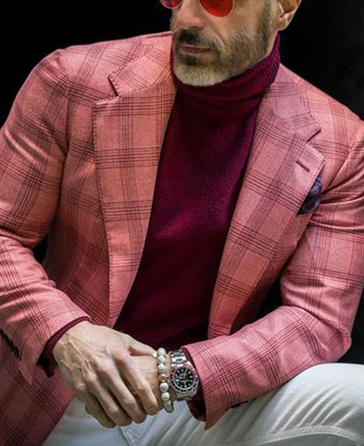 Blazer à simple boutonnage avec revers cranté à carreaux et poches