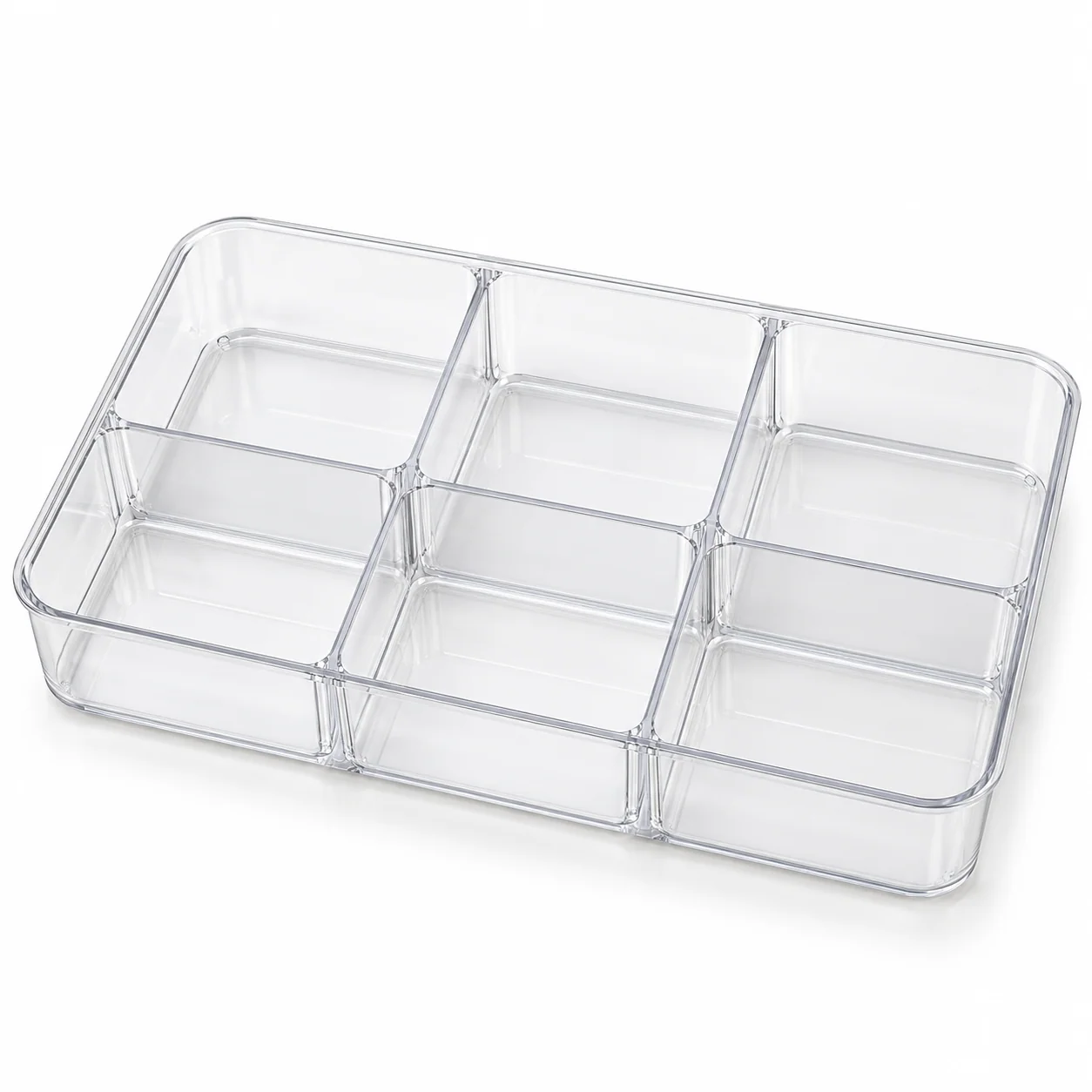 Clear Drawer Organizer Tray, 6 Compartments