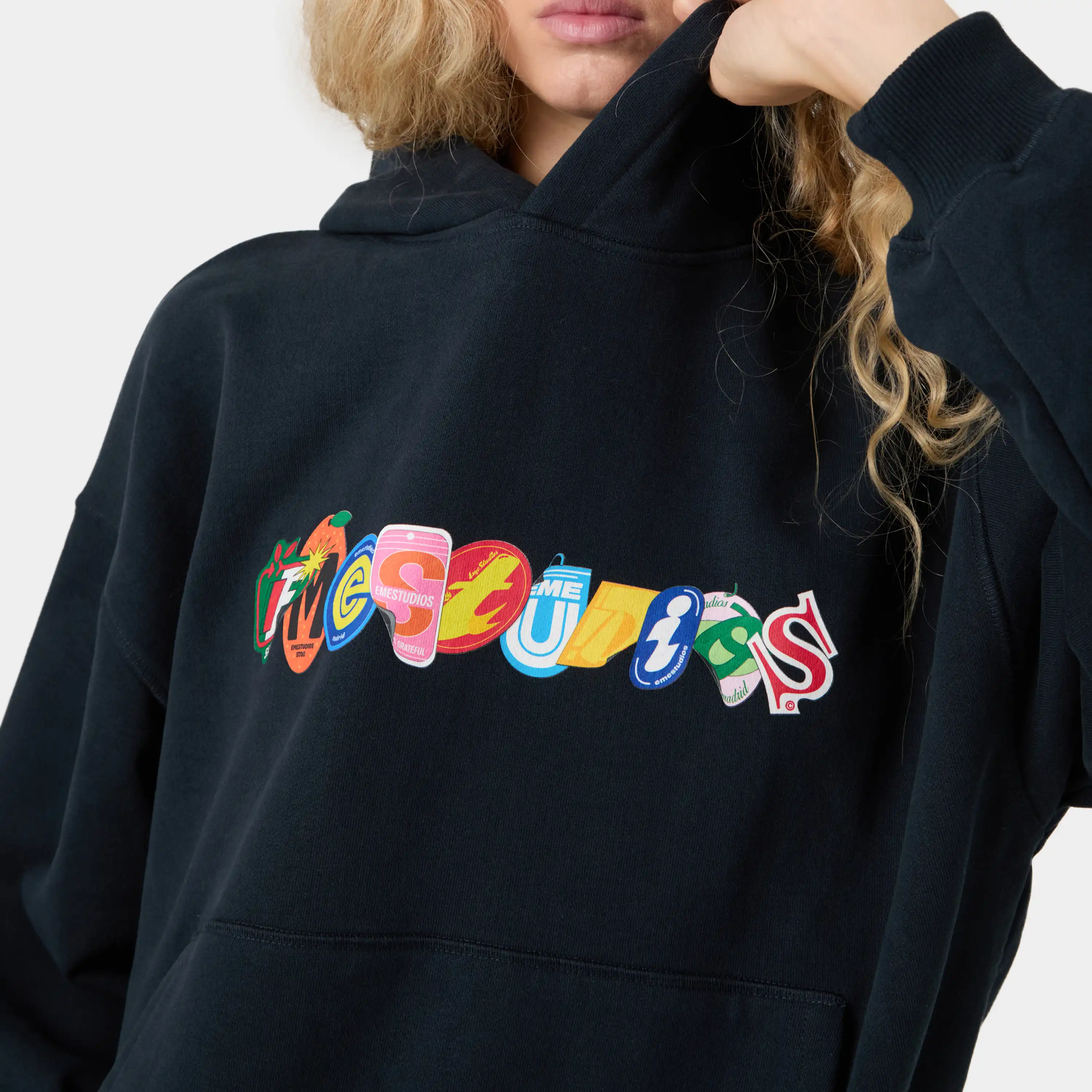 Stickers Navy Oversized Hoodie