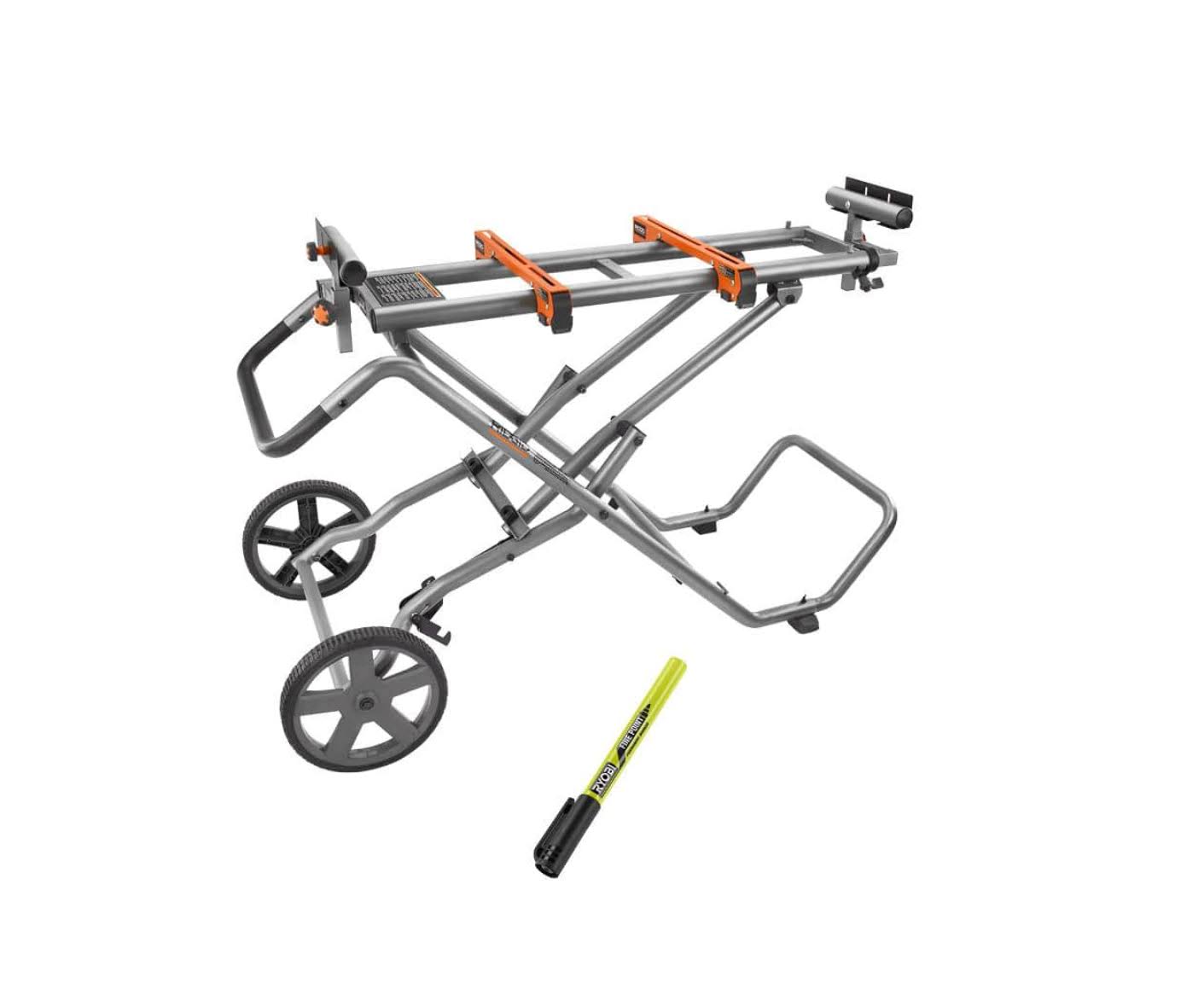 Ridgid AC9946-RPM121 Universal Mobile Miter Saw Stand with Mounting Braces and Black Fine Point Permanent Workshop Marker-Instock