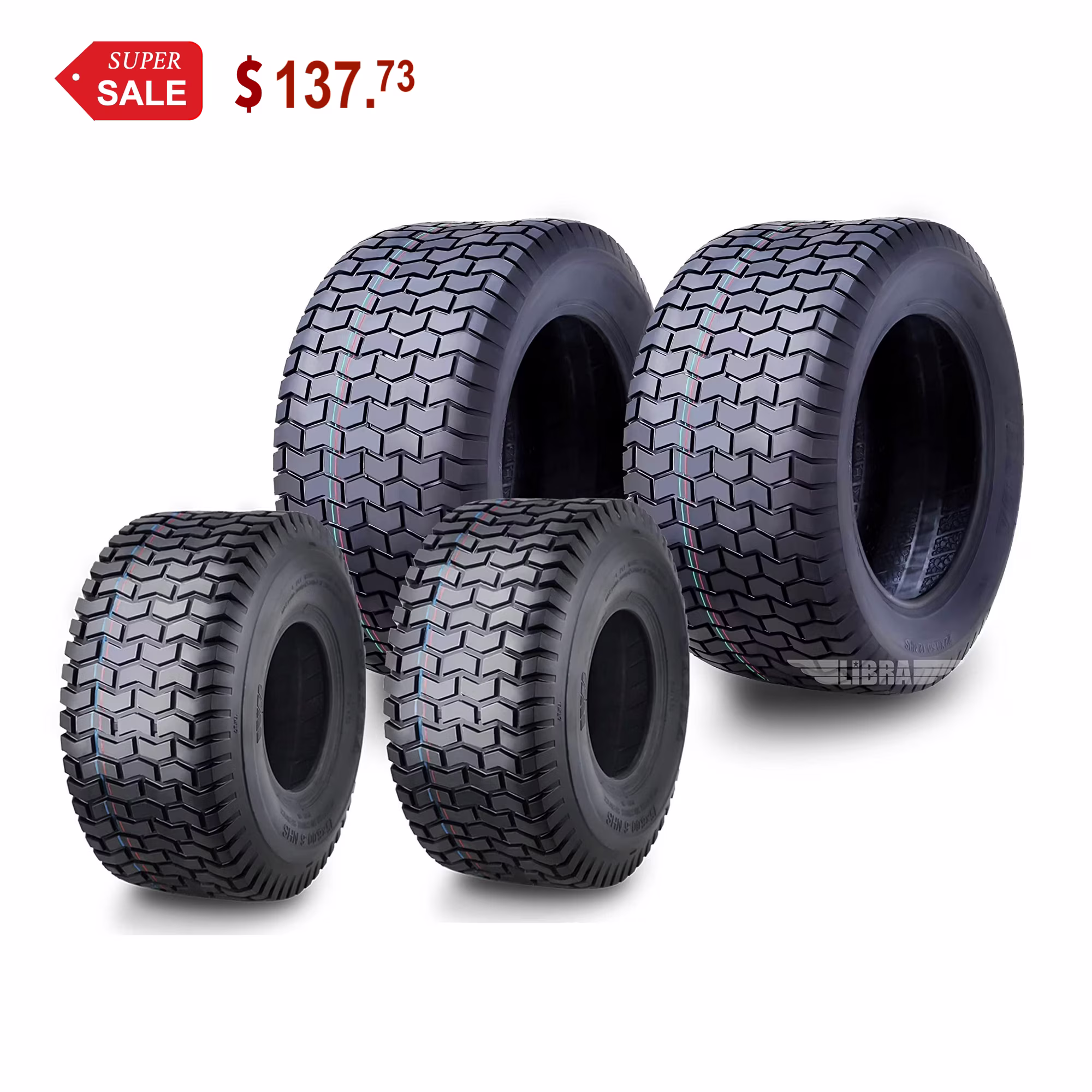 WANDA Set 4 15X6 - 6 & 20X8 - 8 Lawn Mower Tractor Cart Turf Tires 4 Ply - 13114/13131