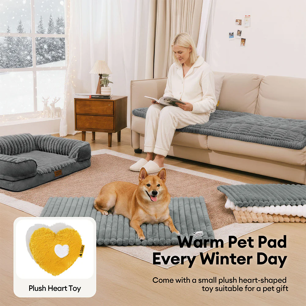 Fluffy Faux Rabbit Fur Washable Warm Pet Mat - ComfyEase