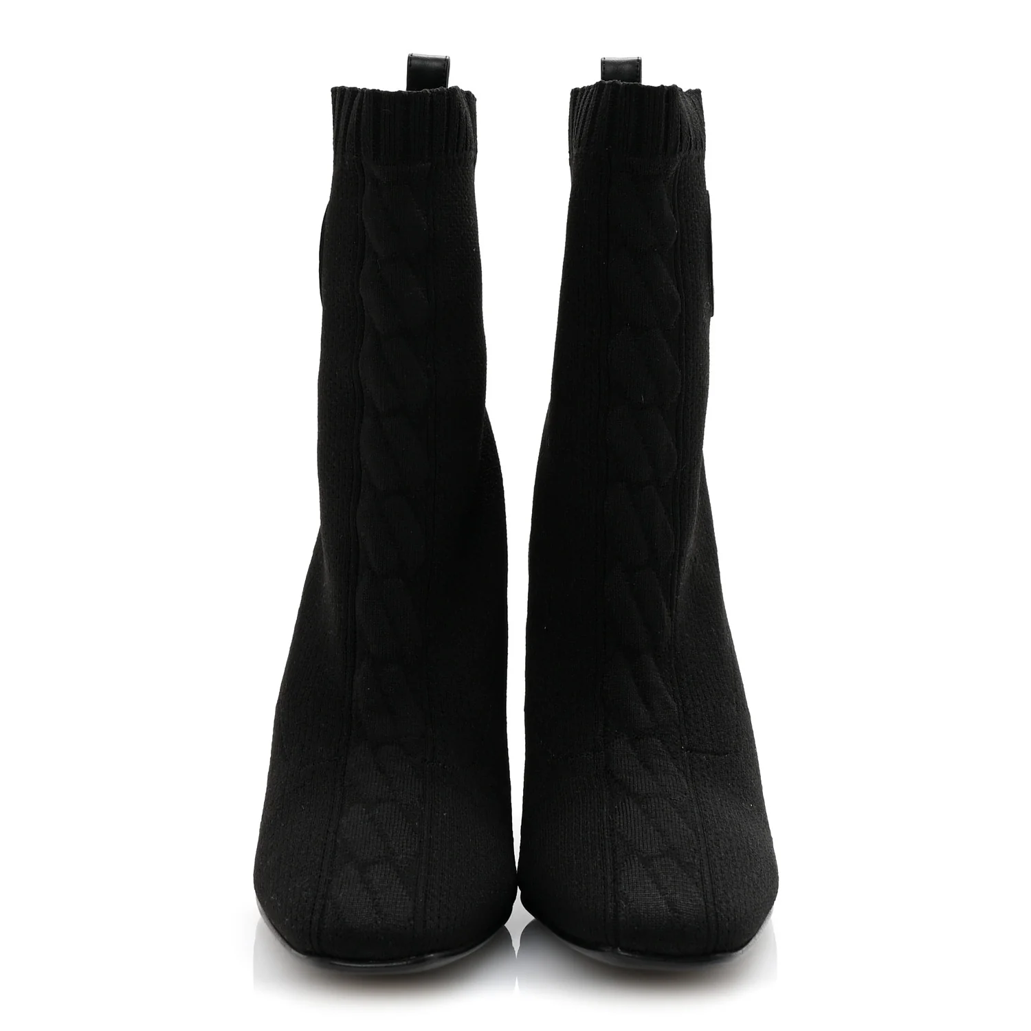 Knit Calfskin Volver 90 Ankle Boots 35 Black