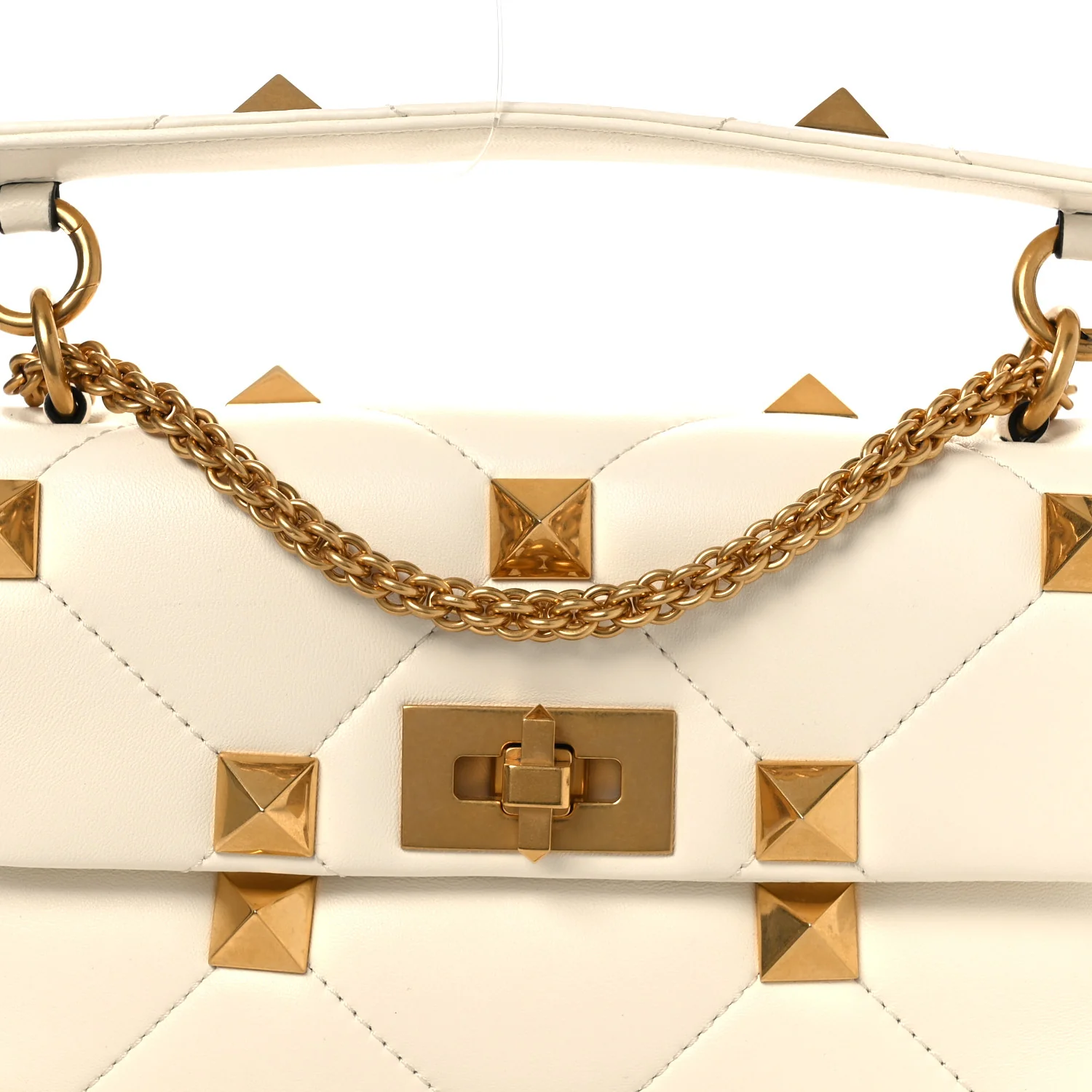 Nappa Medium Roman Stud Shoulder Bag Ivory