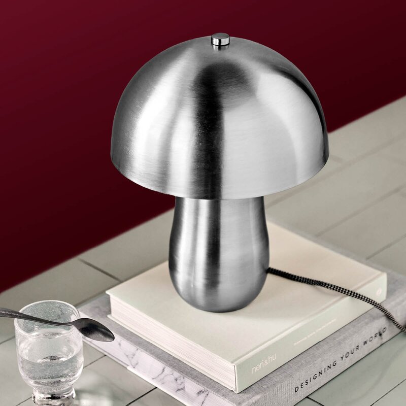 Bordlampe Roomie 33x25 cm børstet sølvfinish