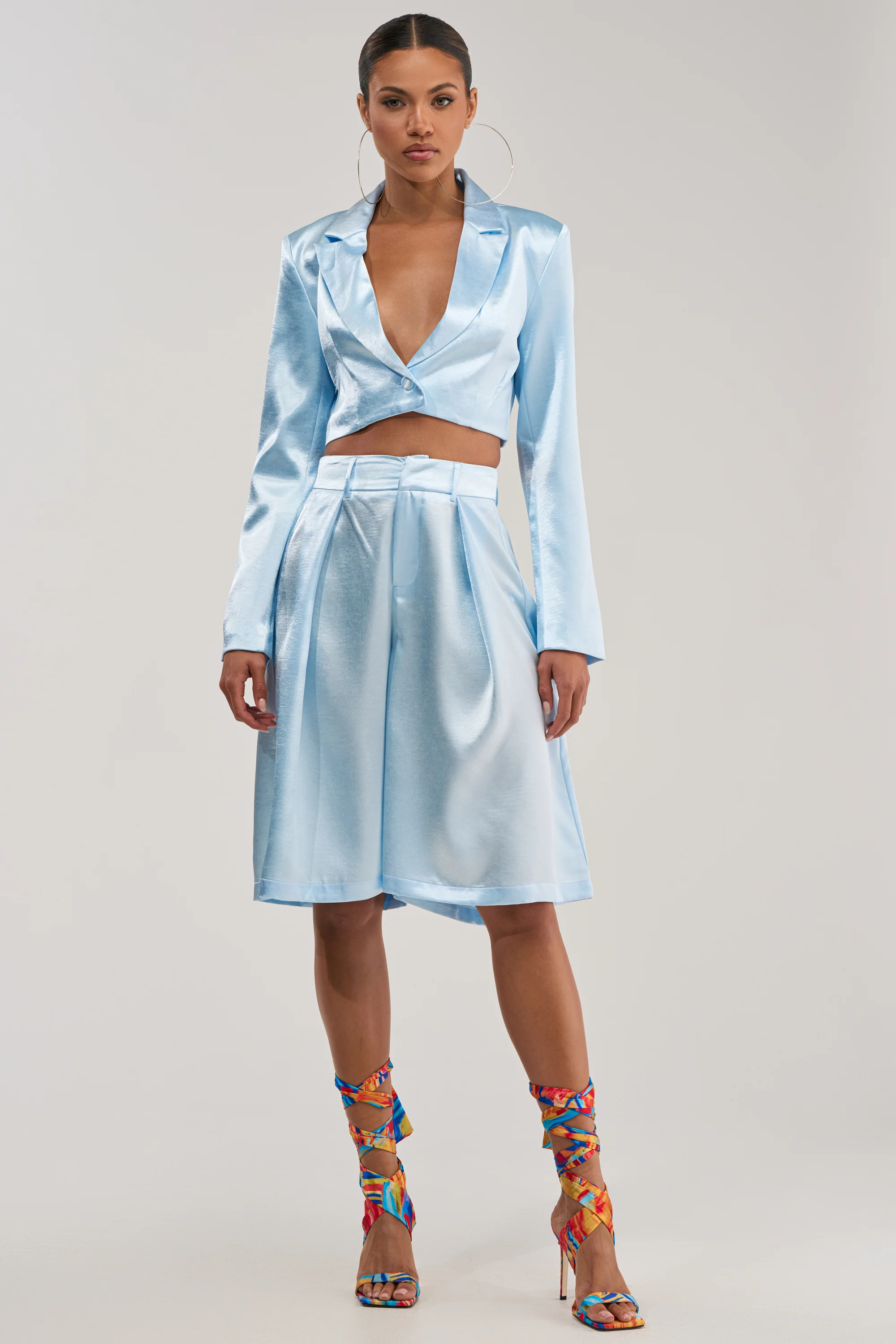 KYLA ICY BLUE SATIN TROUSER - Akira Store