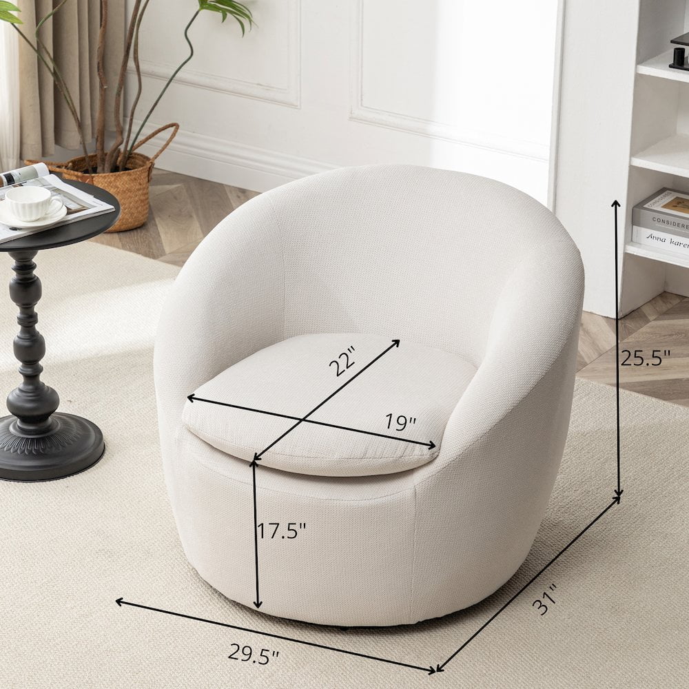 Roundhill Furniture Winnie Modern Barrel Chair, 360�� Swivel(Beige Polyester)