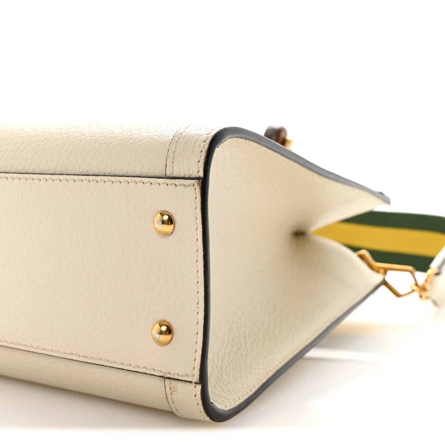 Textured Dollar Calfskin Web Small Diana Tote Bag Mystic White