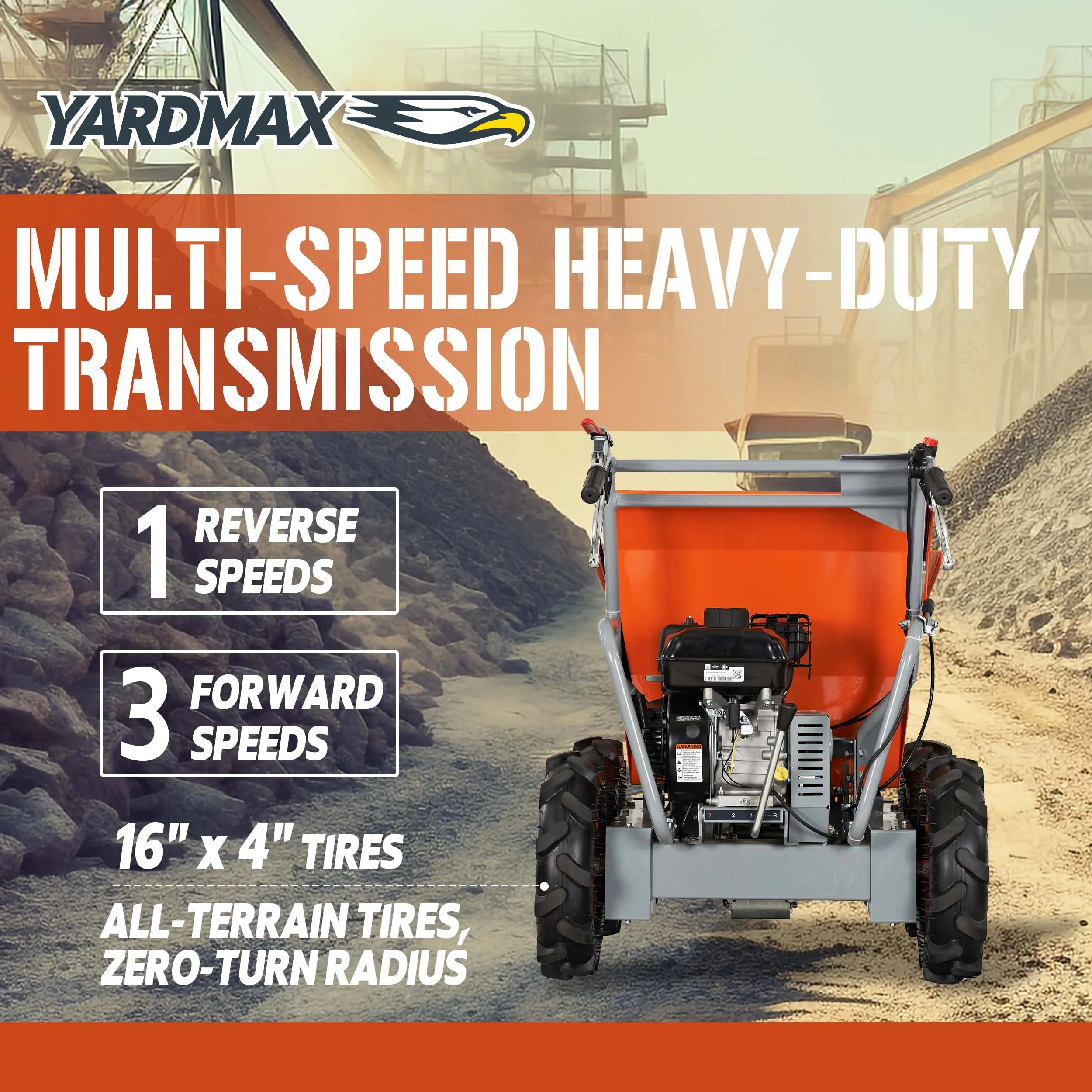 YARDMAX YD4103 Powered Wheelbarrow Briggs and Stratton CR950 65 HP 208cc, 660 lb