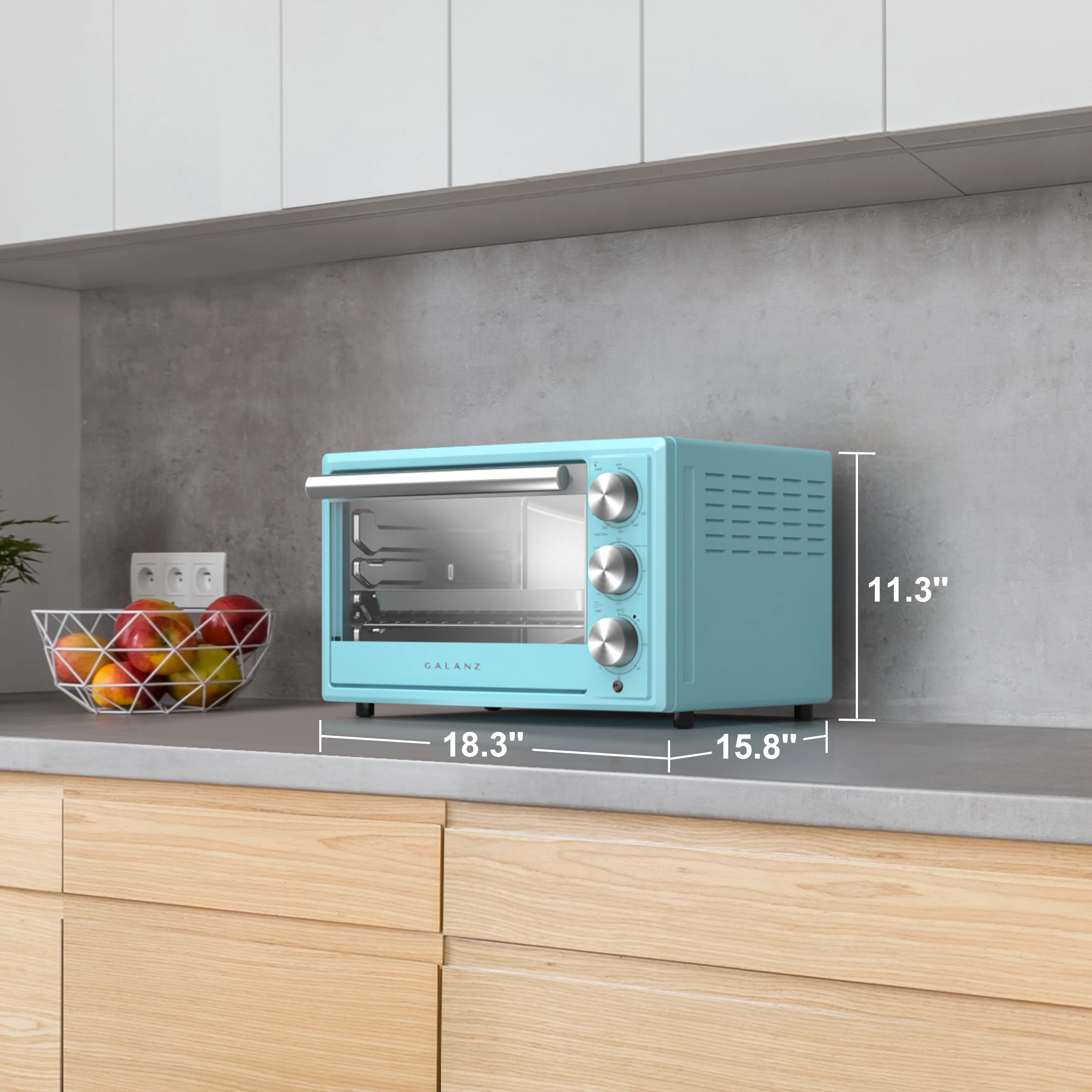 Galanz Retro Toaster Oven, True Convection, Indicator Light, 8 Cooking Programs, 1500W, 120Volts, 0.9 Cu.Ft Capacity, Blue - Image 4