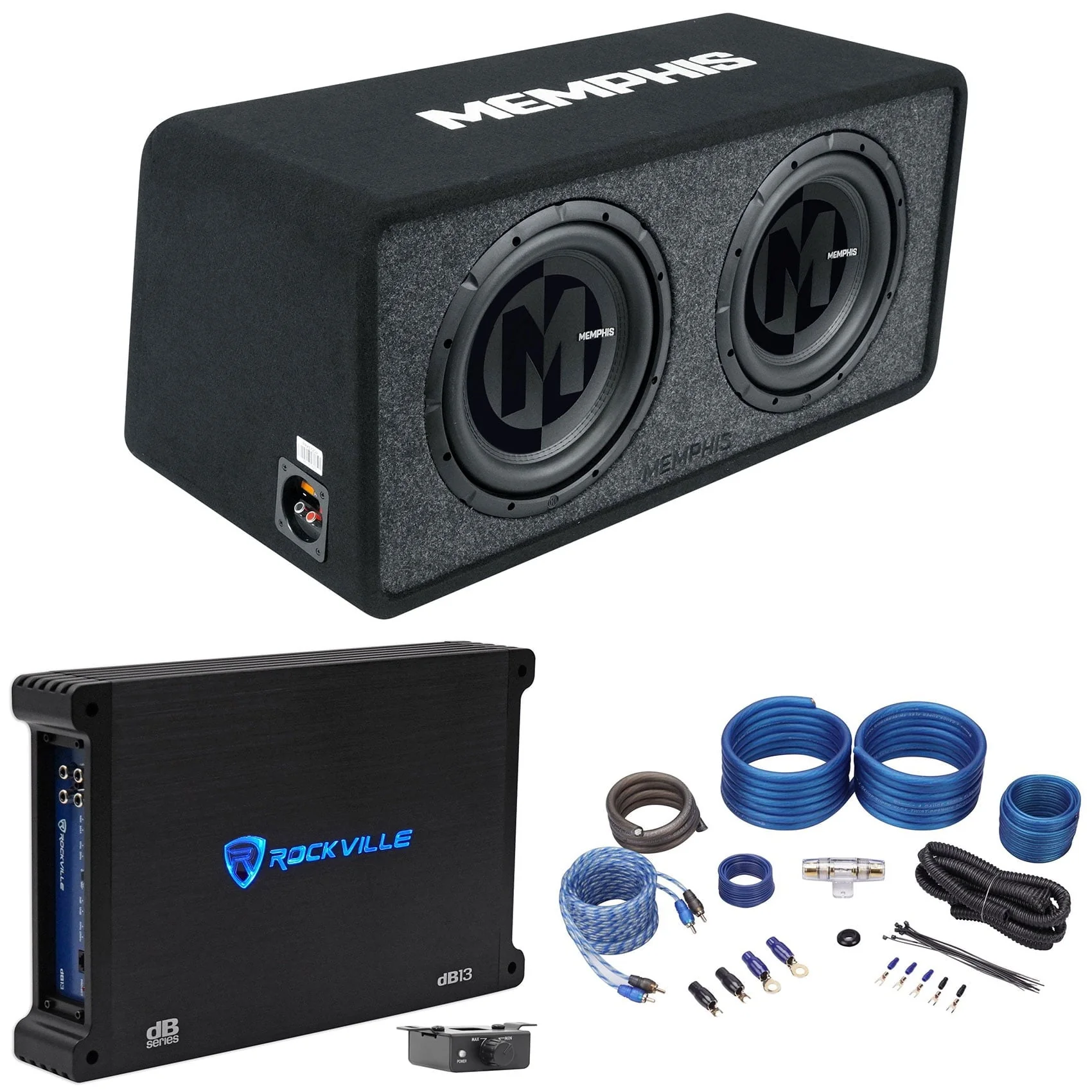 PRXE12D2 1200w Dual 12" Subwoofers+Enclosure Box+Amplifier+Amp Kit