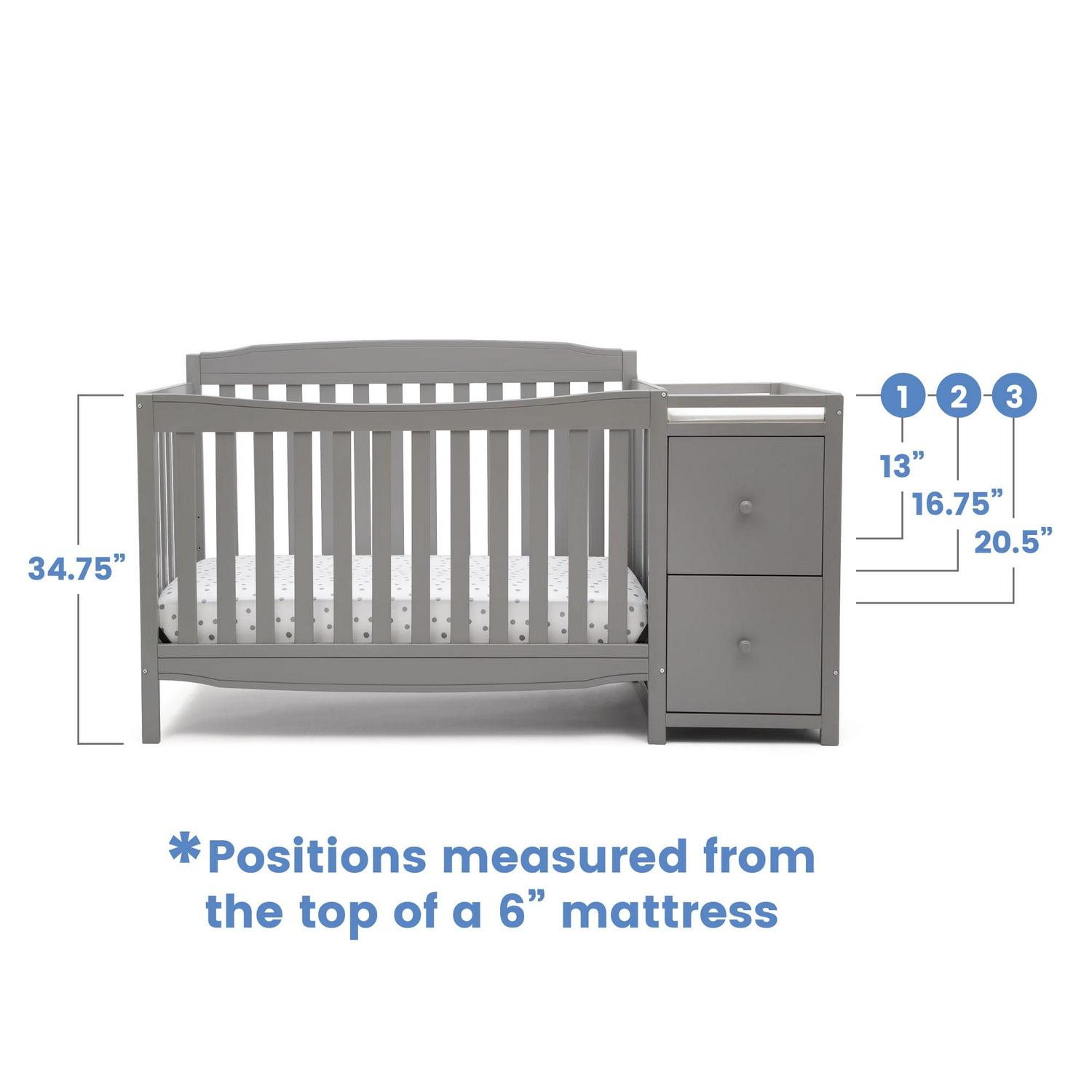 Mason 6-in-1 Convertible Crib and Changer. Gray - Image 4