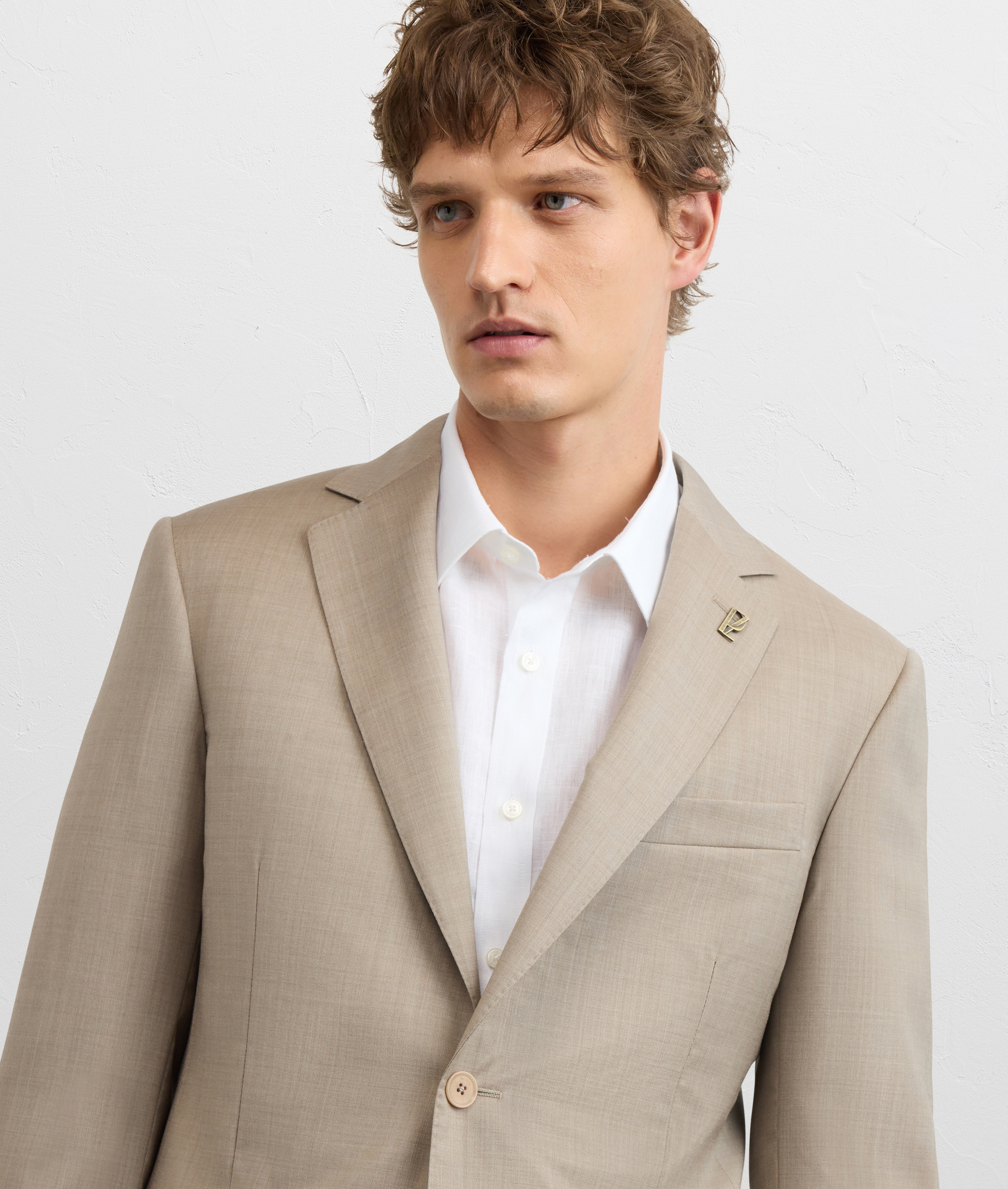 LIGHT BROWN VIRGIN WOOL KEY LINE DRESS