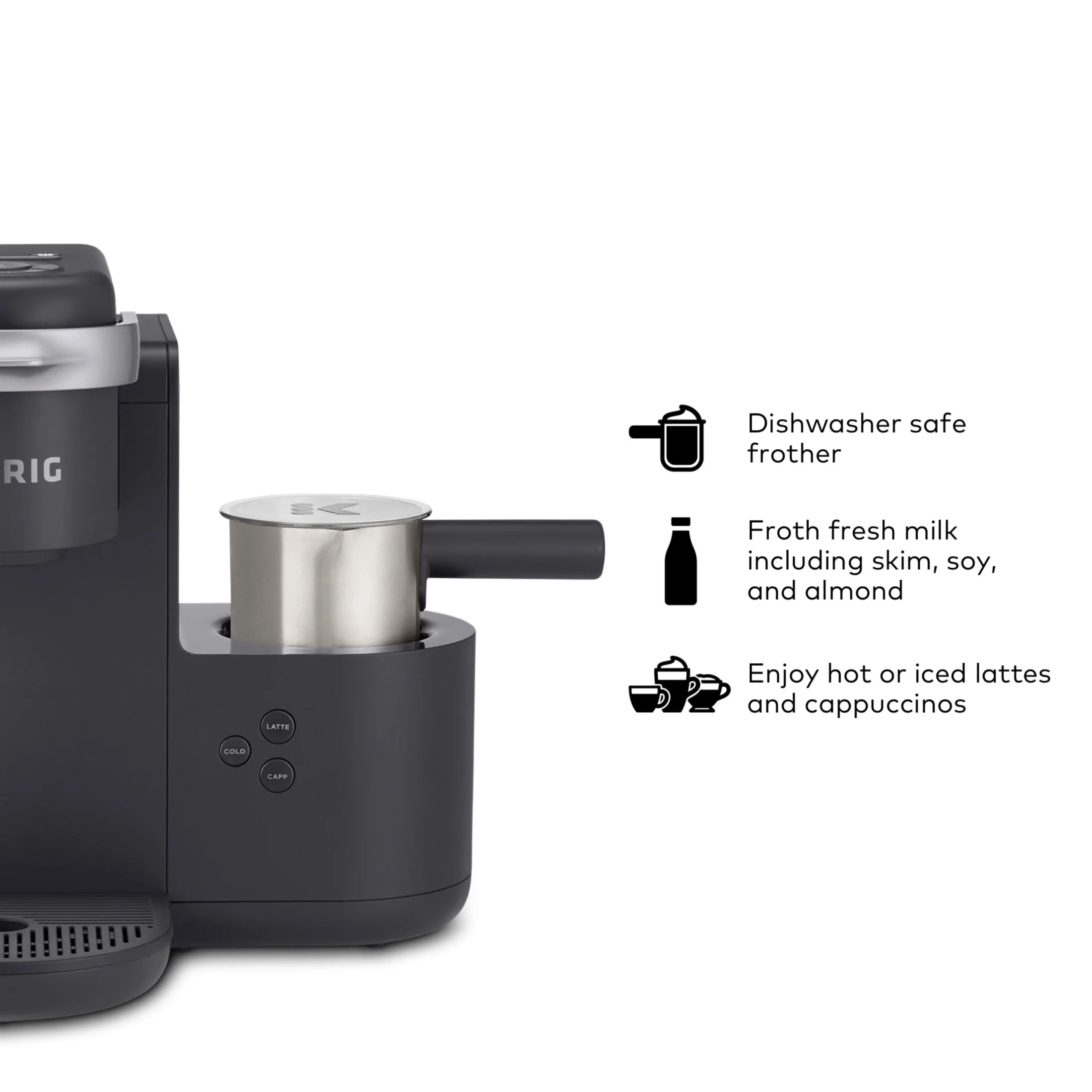 K-Cafe Single Serve K-Cup Coffee Maker, Latte Maker and Cappuccino Maker, Dark Charcoal(Gray) - Image 7